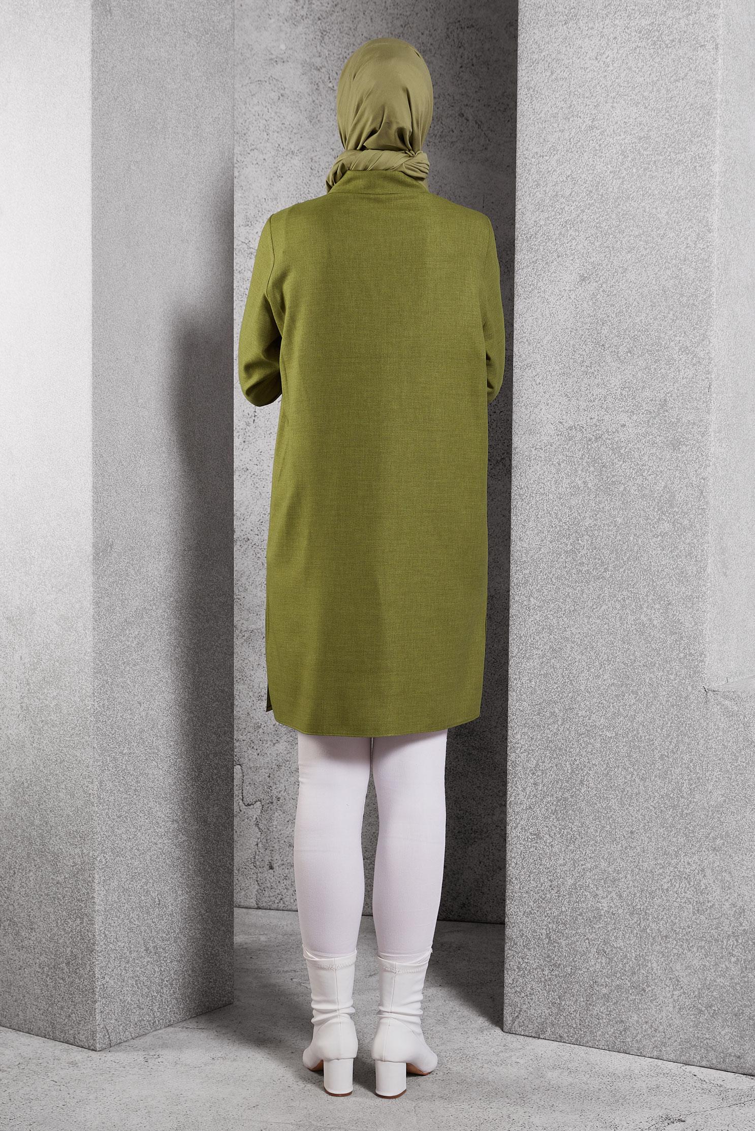 Tesettür giyim YEŞİL YAPRAK DESENLİ TUNİK 45149