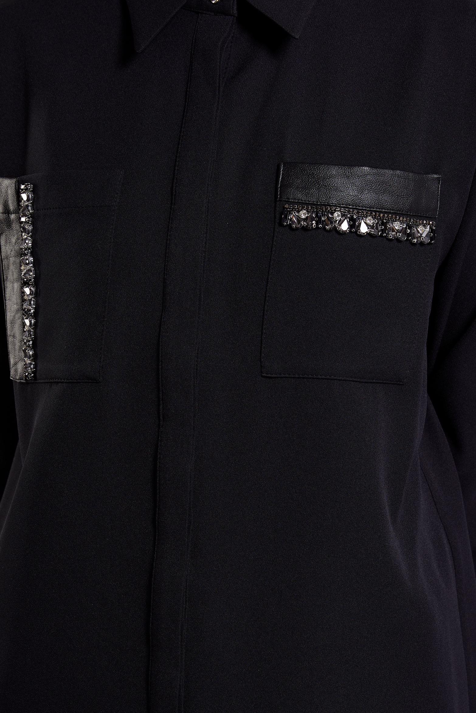 Tesettür giyim SİYAH GÖMLEK YAKA TESETTÜR TUNİK 45154