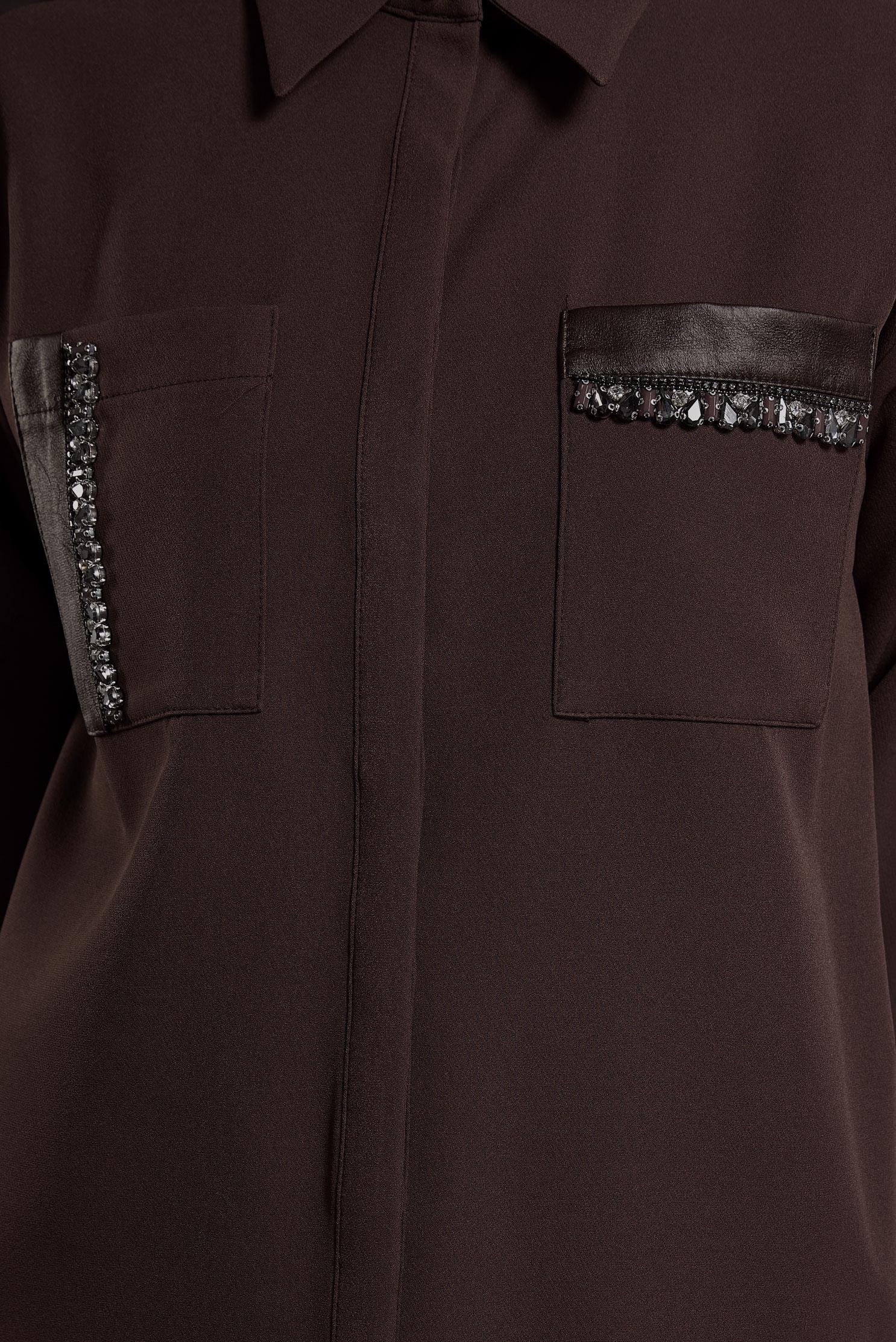 Tesettür giyim KAHVE GÖMLEK YAKA TESETTÜR TUNİK 45154