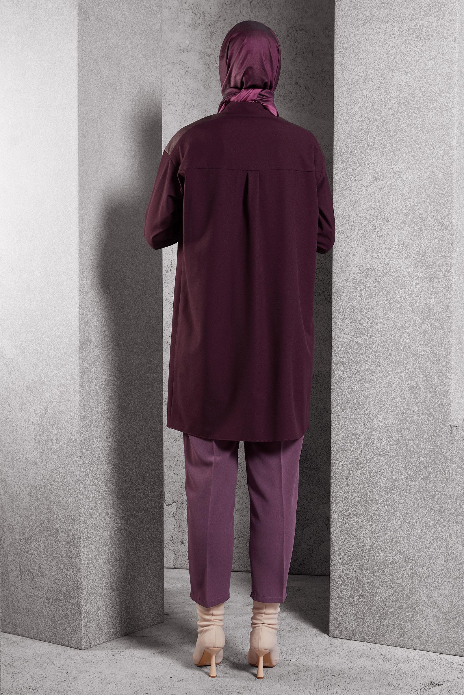 Vêtements hijab PRUNE TUNIQUE MODESTE À COL CHEMISE 45154