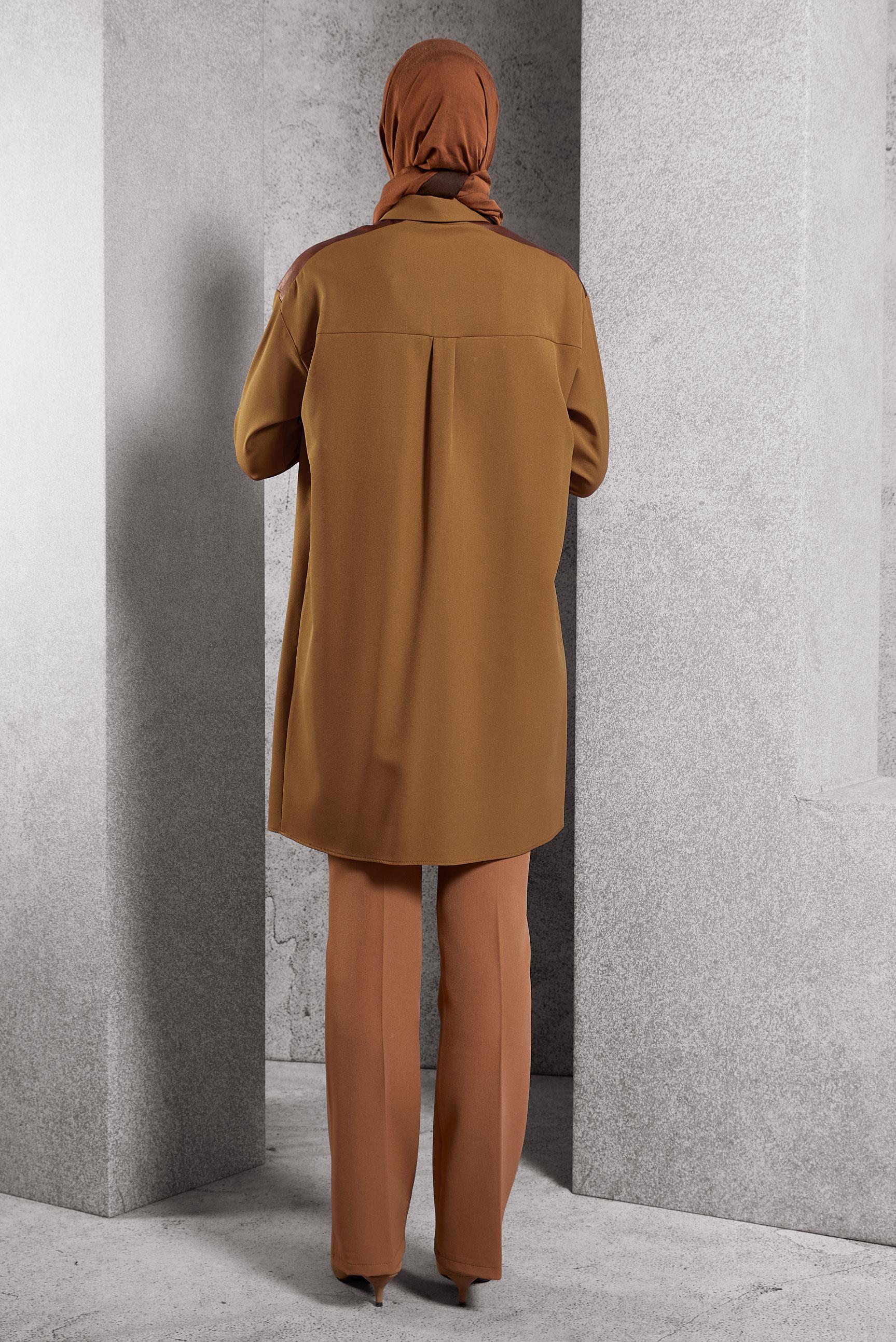 Vêtements hijab JAUNE TUNIQUE MODESTE À COL CHEMISE 45154