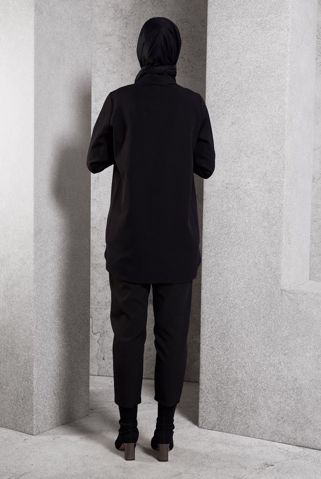 Hijab clothing BLACK TUNIC WITH POCKET DETAIL 45155 - ALVİNA