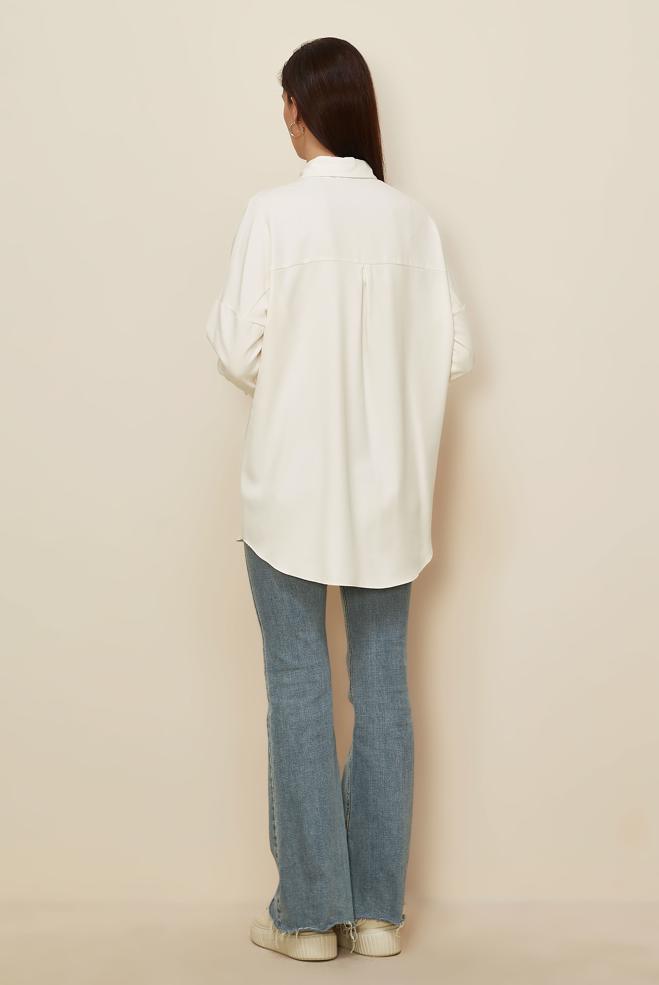 Vêtements hijab BLANC TUNIQUE AVEC DÉTAIL DE POCHE 45155 - ALVİNA