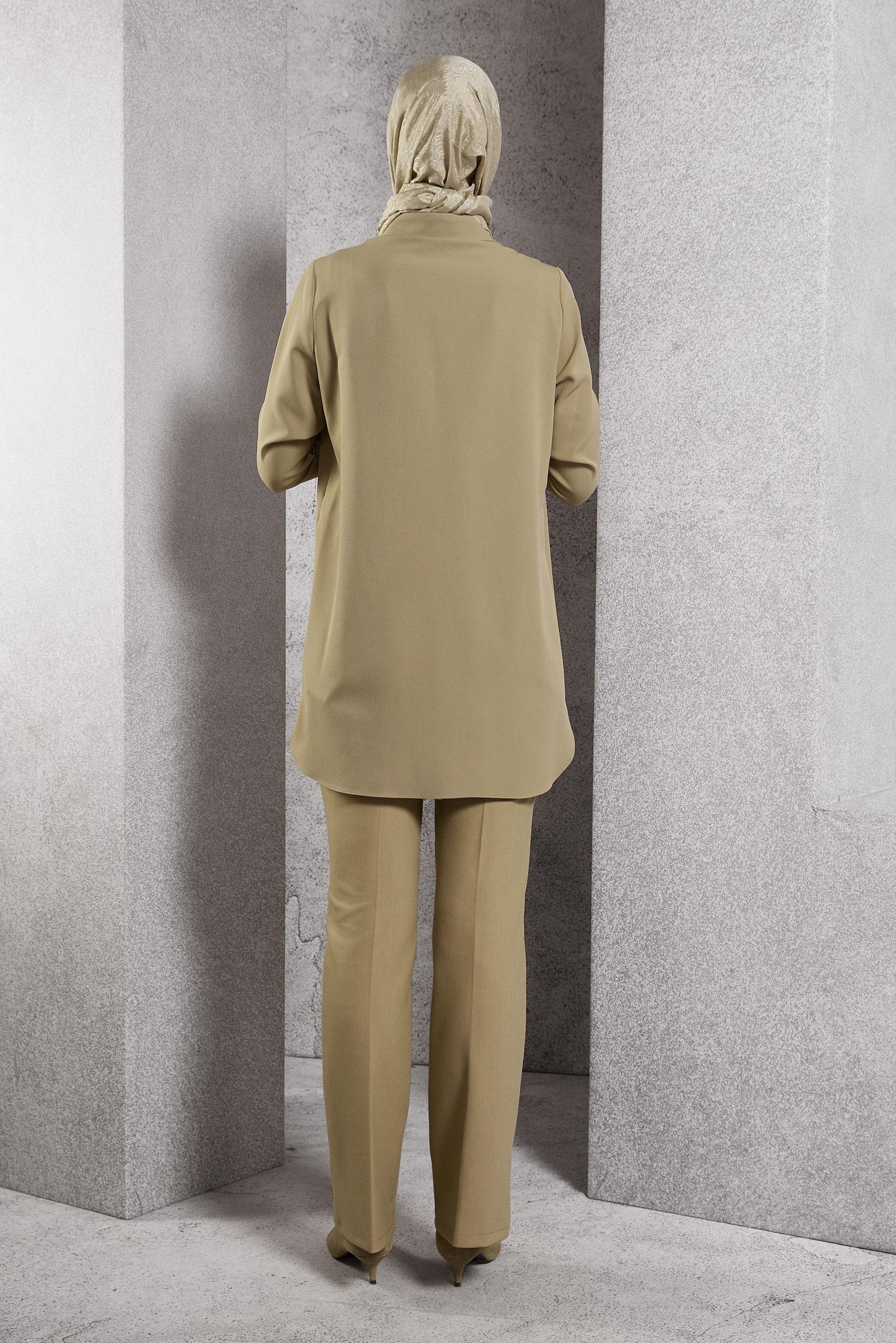 Tesettür giyim KUM CEP DETAYLI TUNİK 45155