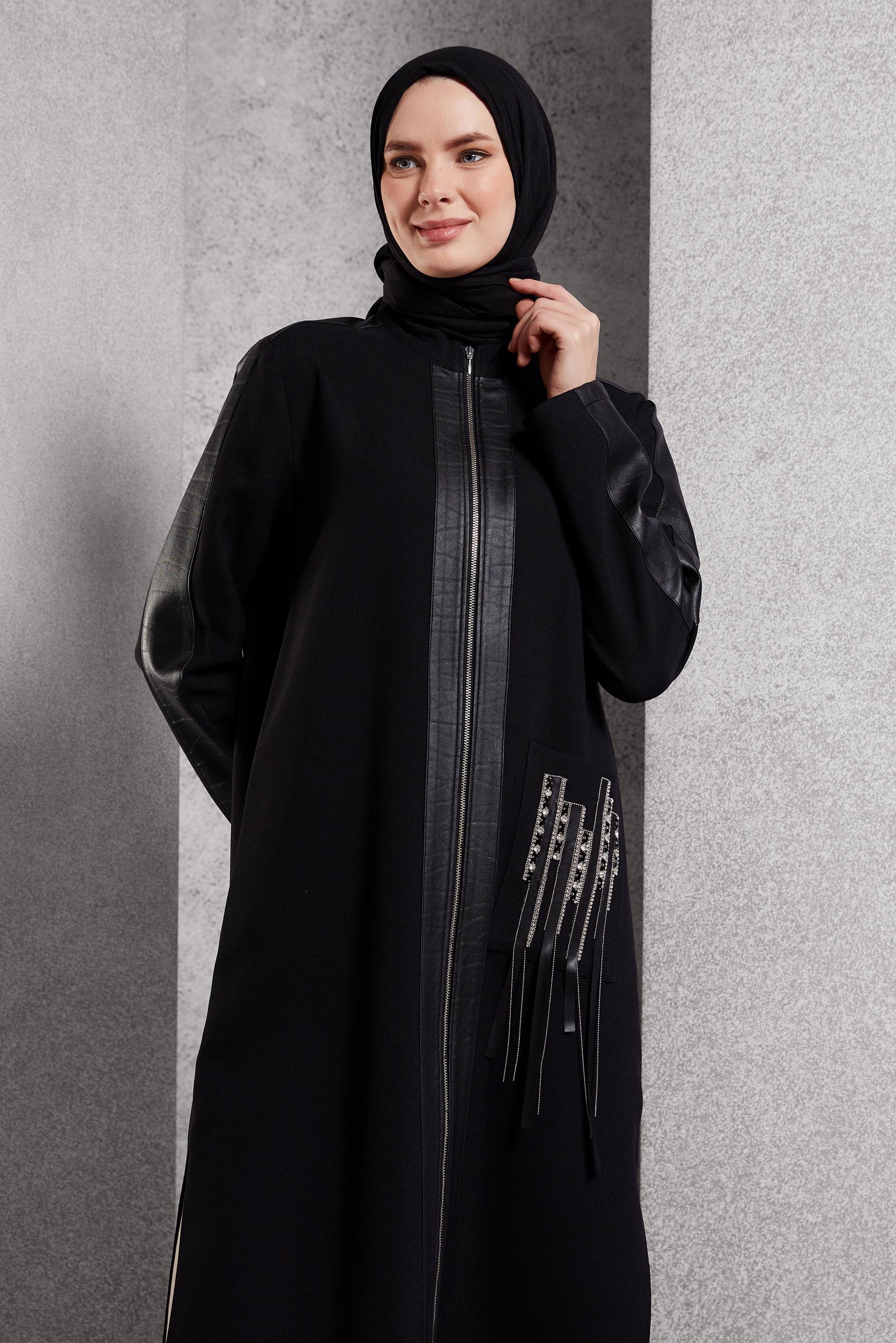 Tesettür giyim SİYAH FERMUARLI TUNİK 45156