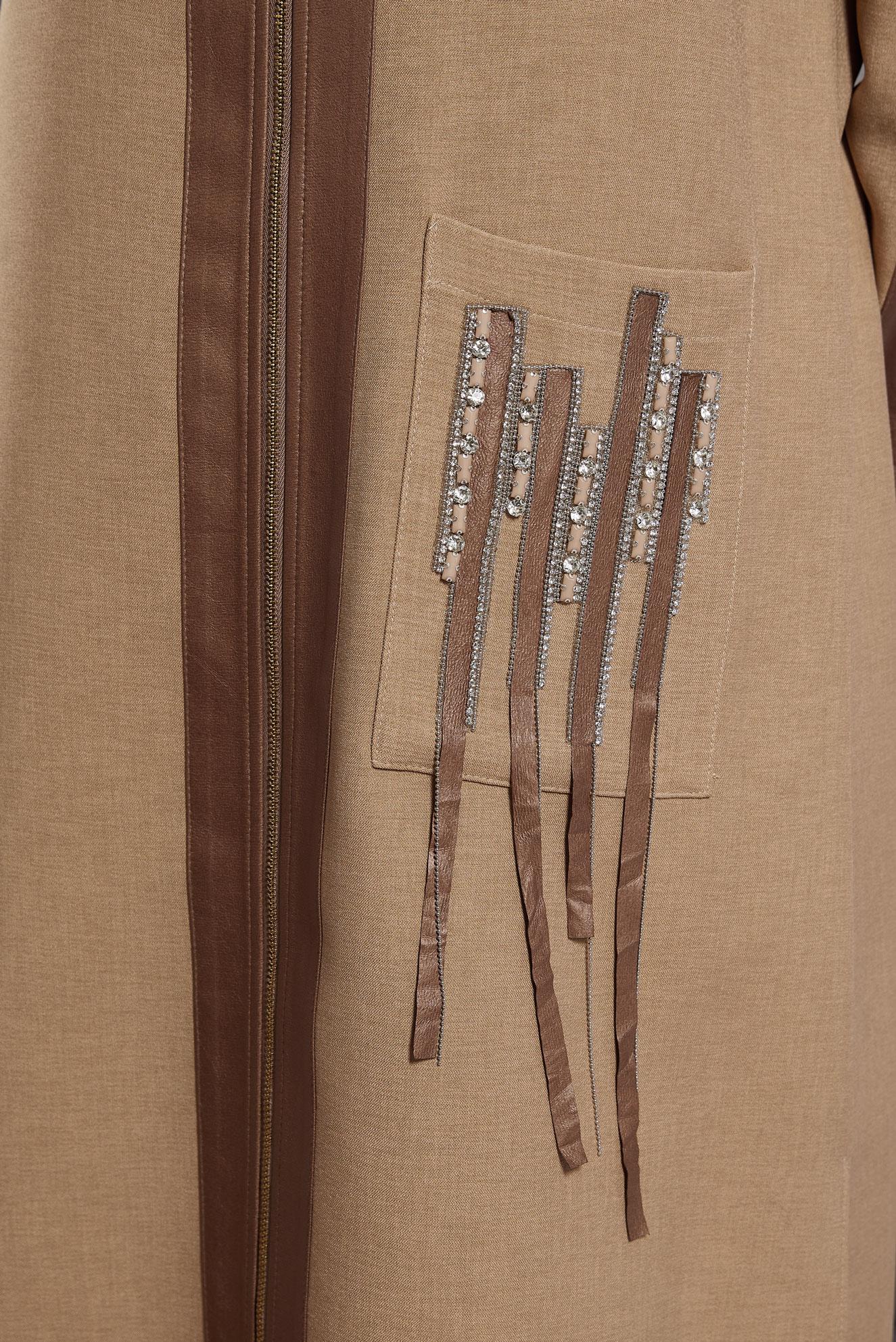 Tesettür giyim BEJ FERMUARLI TUNİK 45156