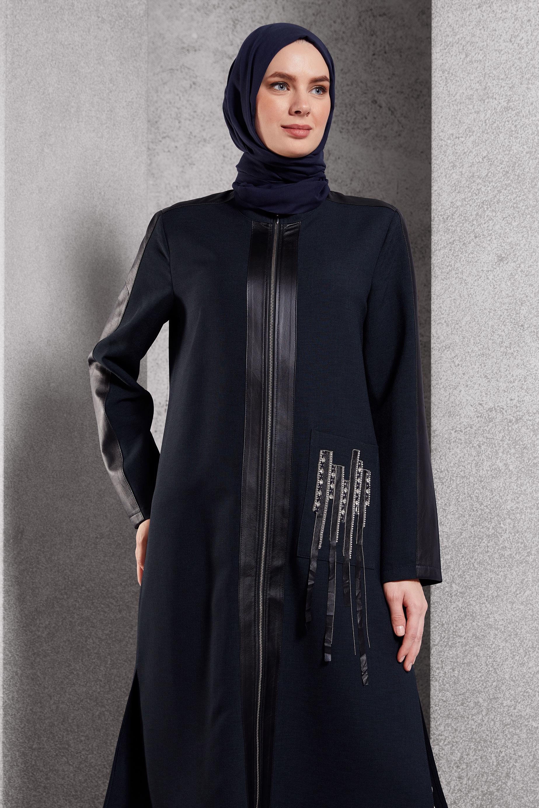 Tesettür giyim LACİVERT FERMUARLI TUNİK 45156