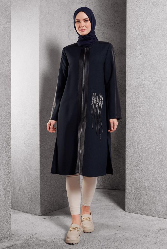 Tesettür giyim LACİVERT FERMUARLI TUNİK 45156 - ALVİNA