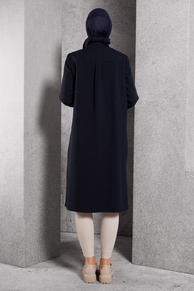 Tesettür giyim LACİVERT FERMUARLI TUNİK 45156 - ALVİNA