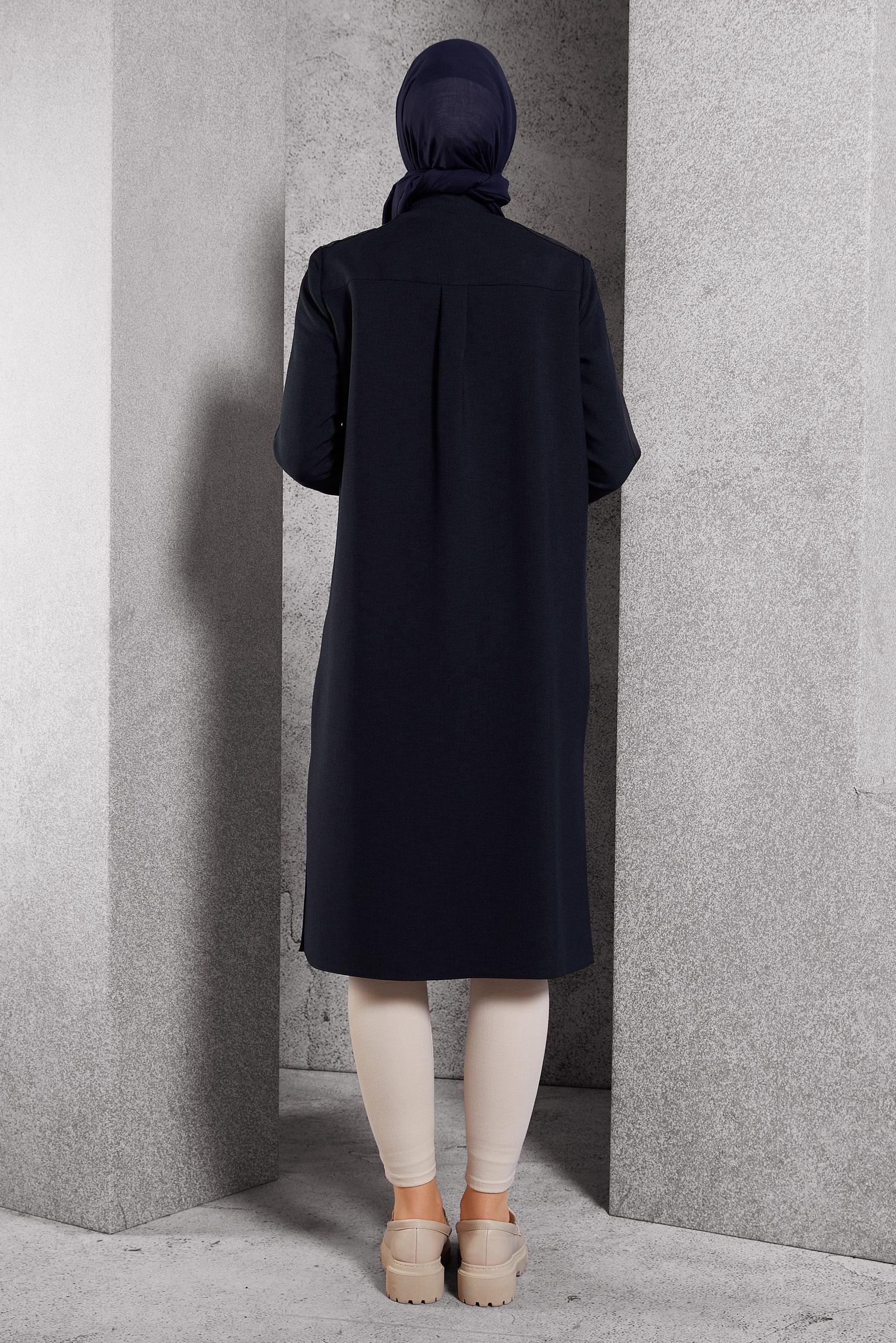 Tesettür giyim LACİVERT FERMUARLI TUNİK 45156