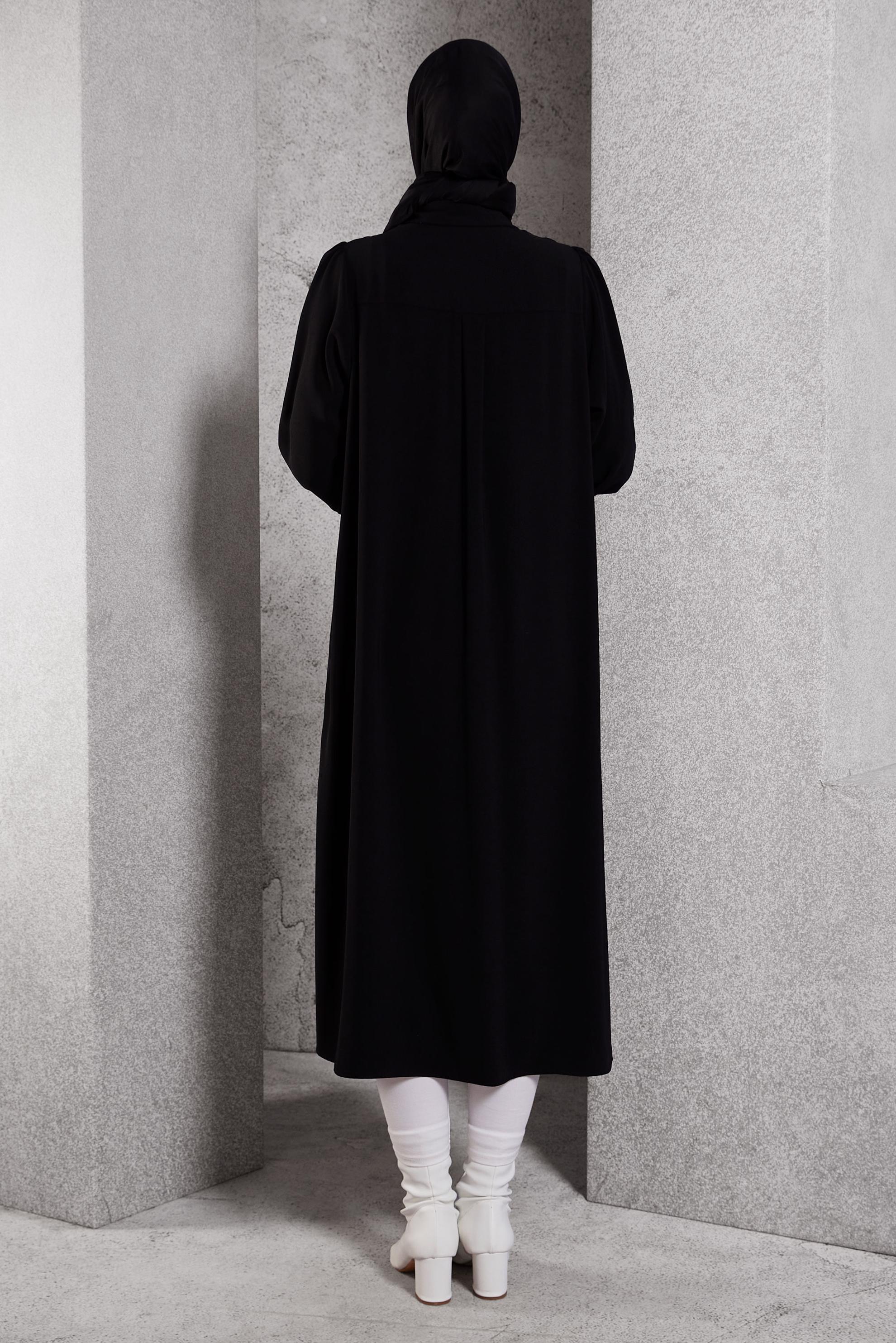 Tesettür giyim SİYAH TAŞ DETAYLI UZUN TUNİK 45159