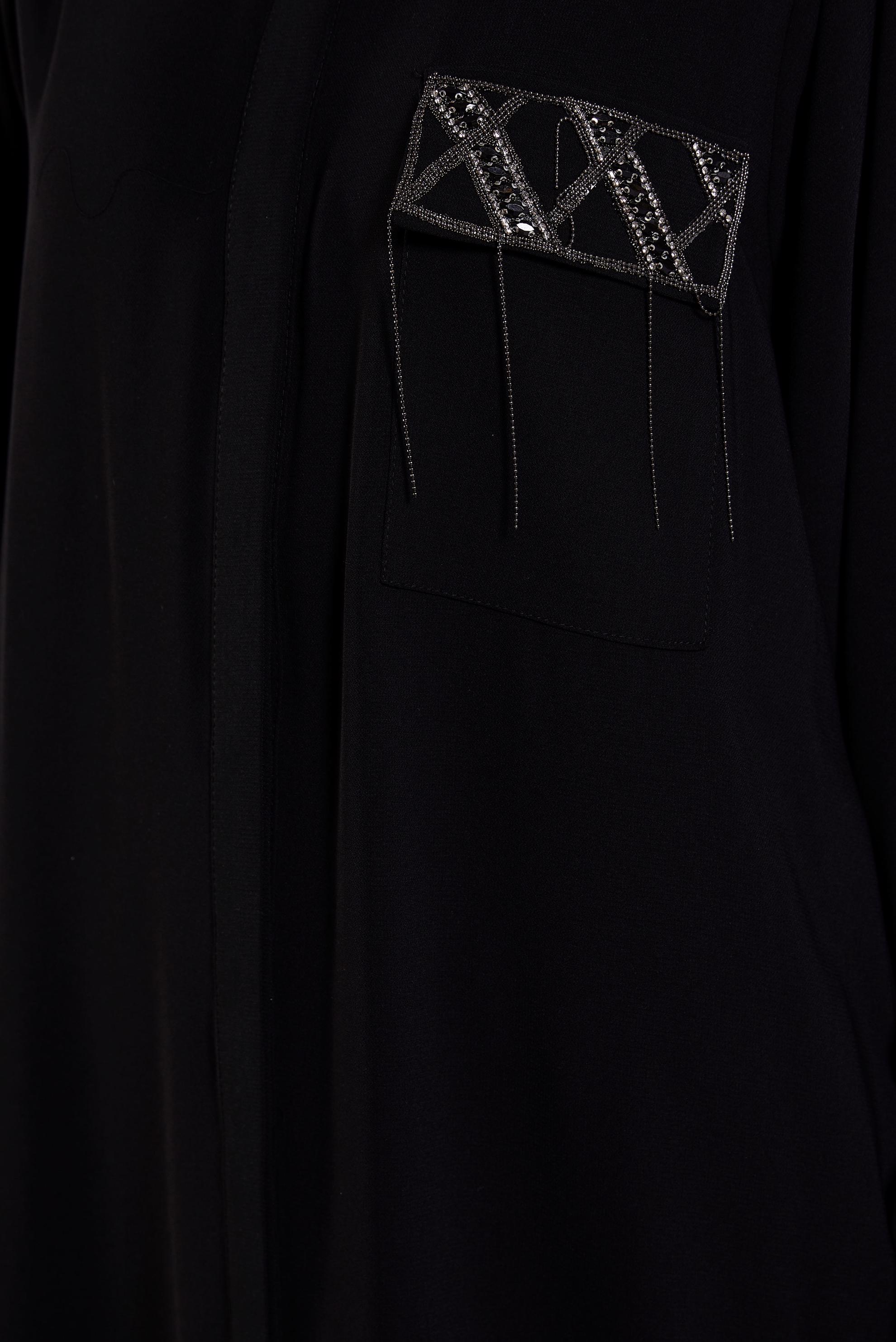 Tesettür giyim SİYAH TAŞ DETAYLI UZUN TUNİK 45159