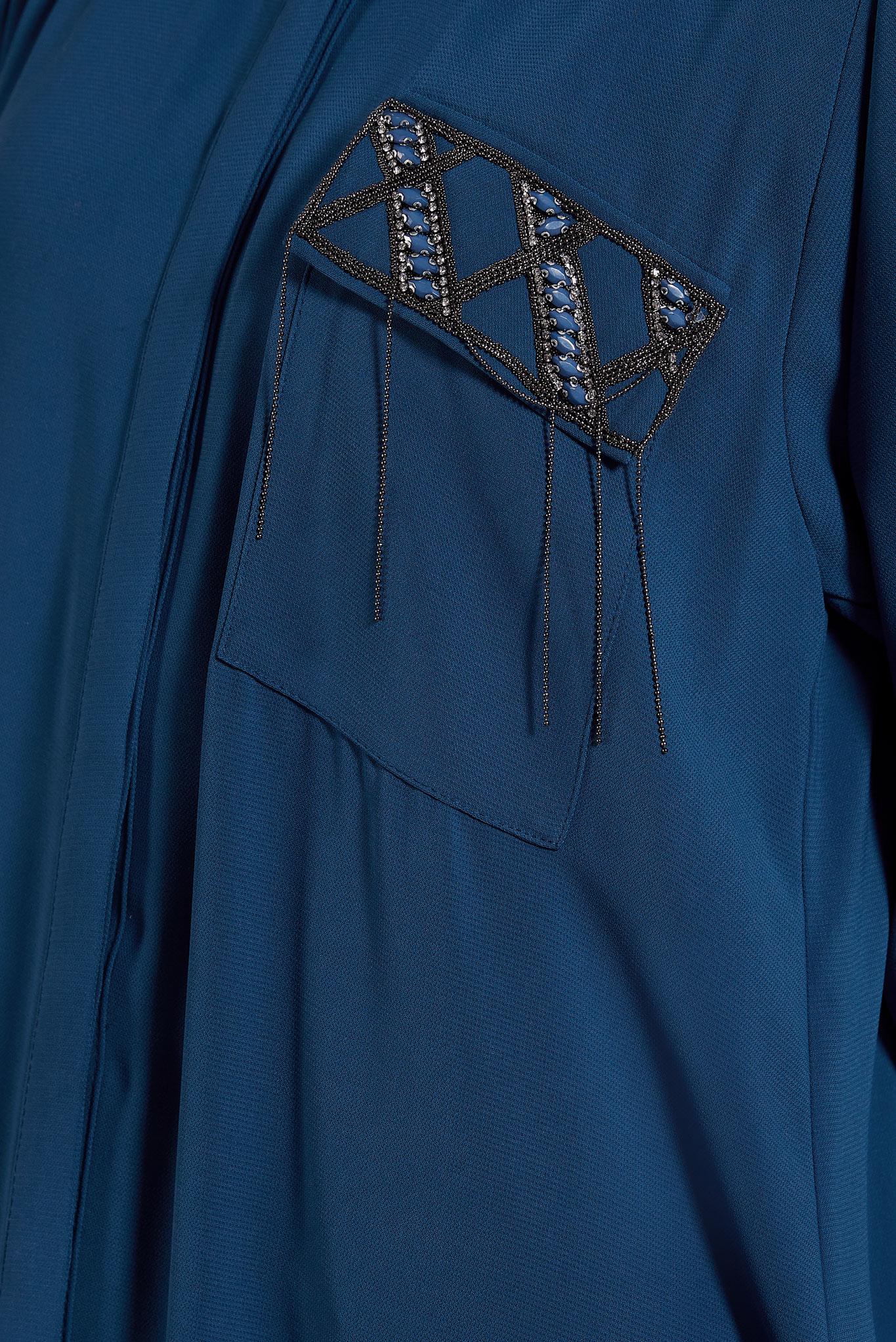 Tesettür giyim LACİVERT TAŞ DETAYLI UZUN TUNİK 45159