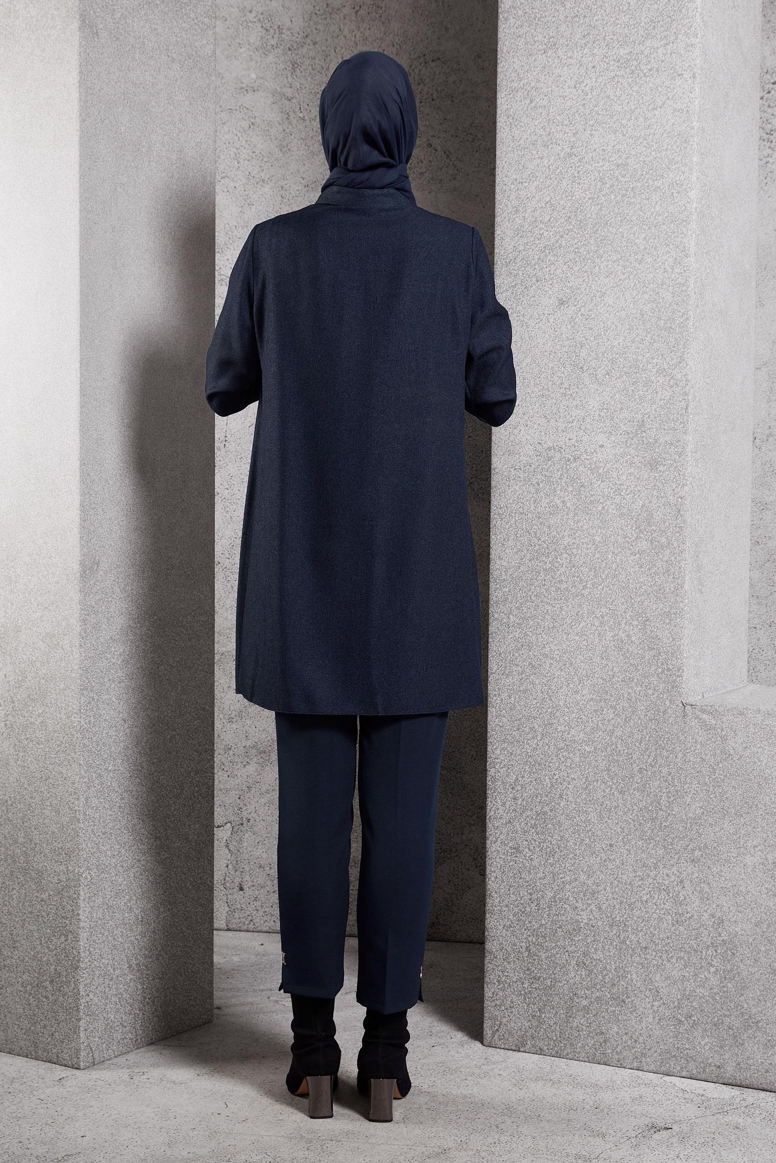 Tesettür giyim LACİVERT GÖMLEK YAKA TUNİK 45163