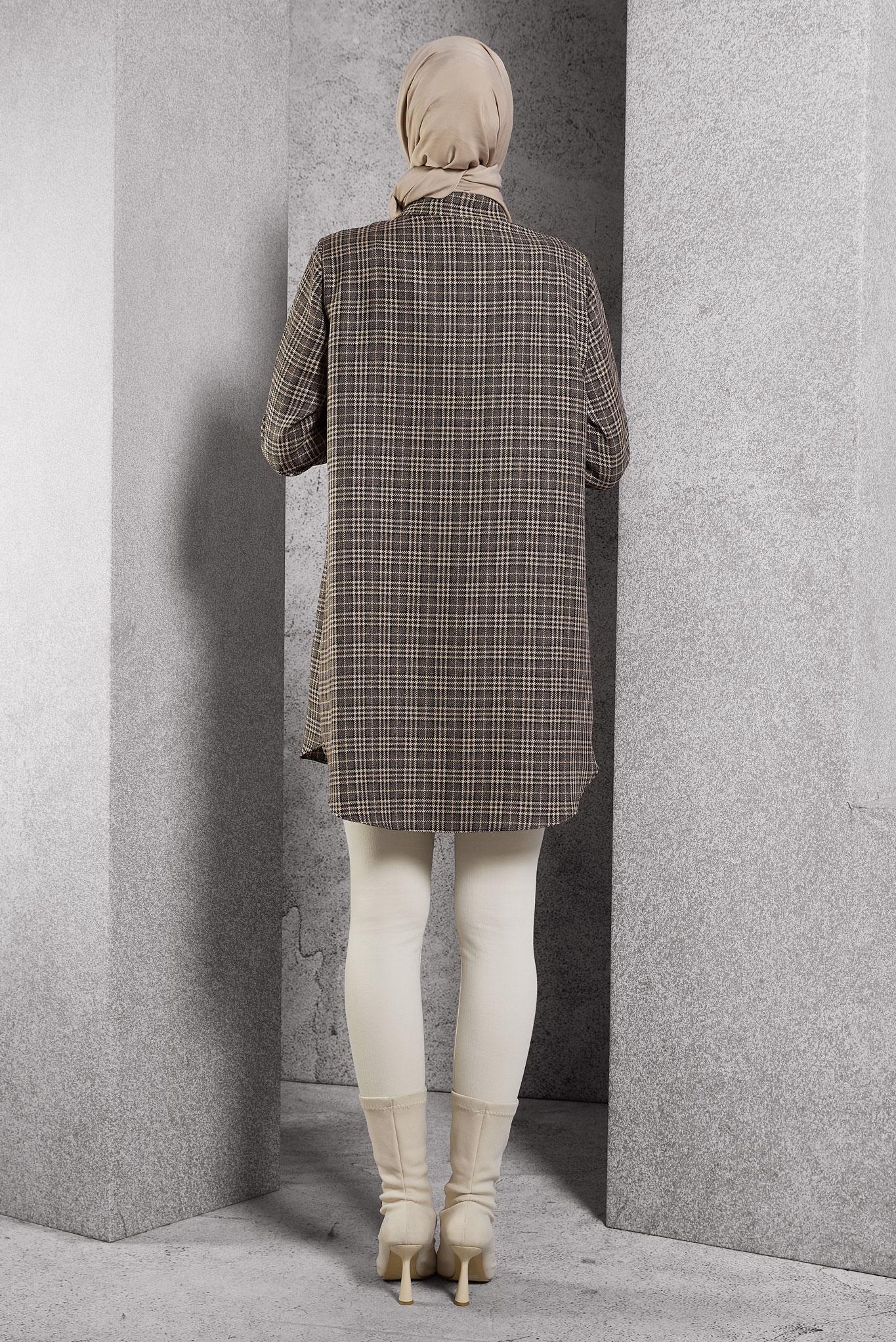 Vêtements hijab POUDRE TUNIQUE À CARREAUX 45165