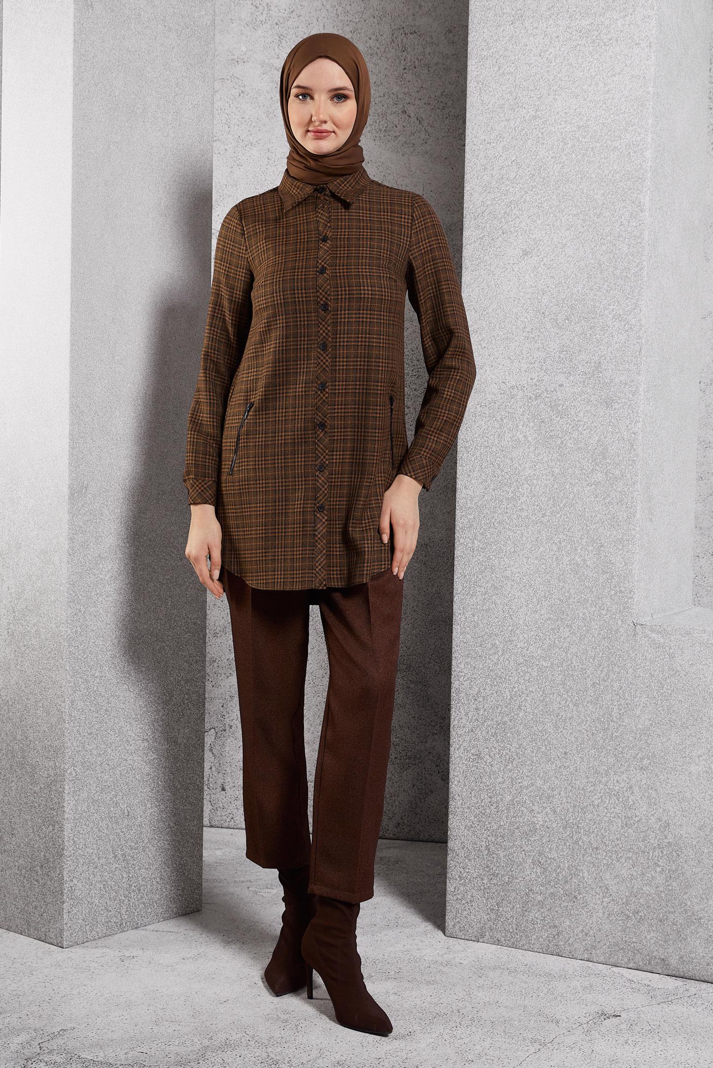 Vêtements hijab TABA TUNIQUE À CARREAUX 45165