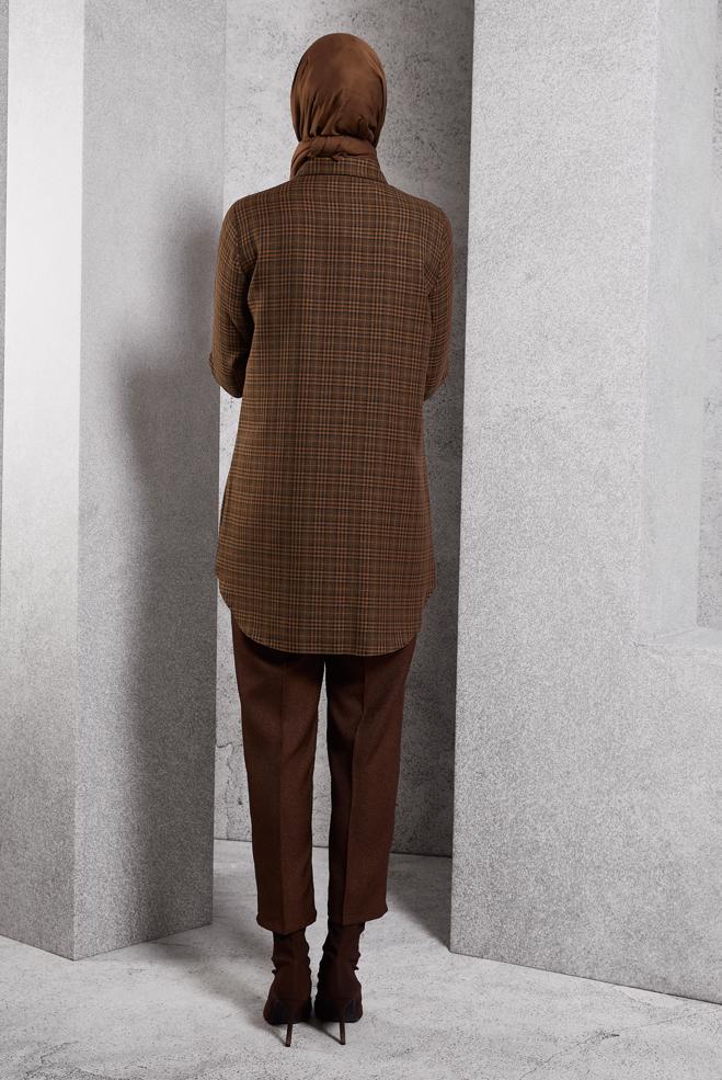 Hijab clothing TABA PLAID PATTERNED TUNIC 45165 - ALVİNA
