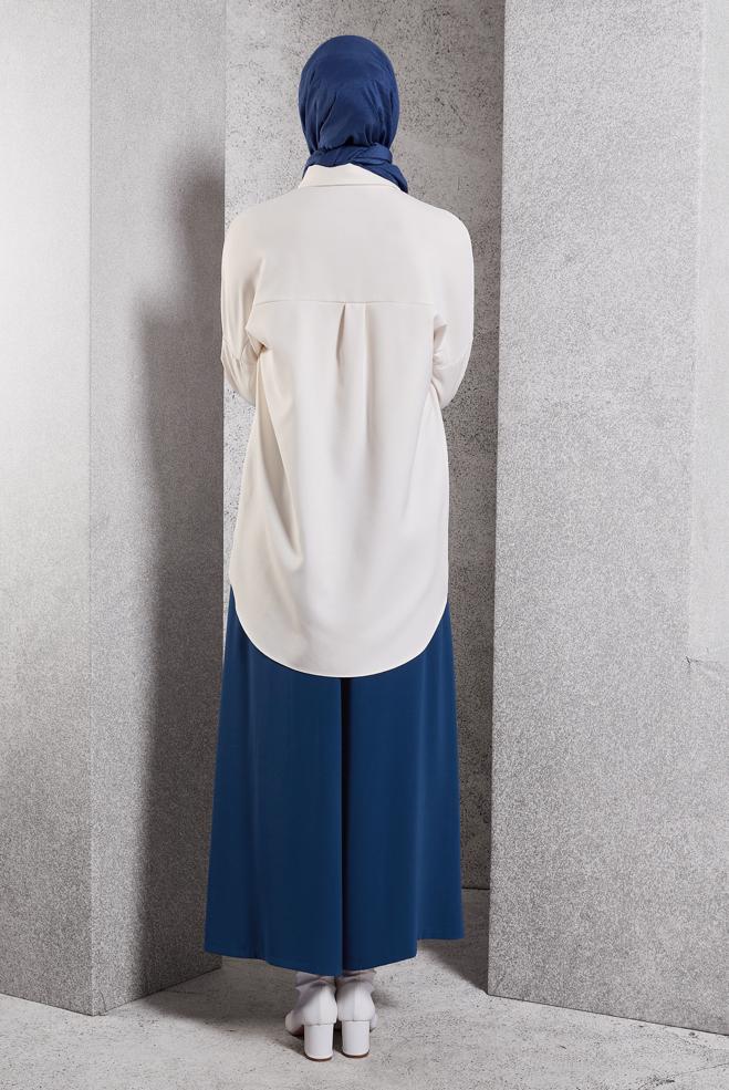 Tesettür giyim BEYAZ DÜZ GÖMLEK TUNİK 45166 - ALVİNA