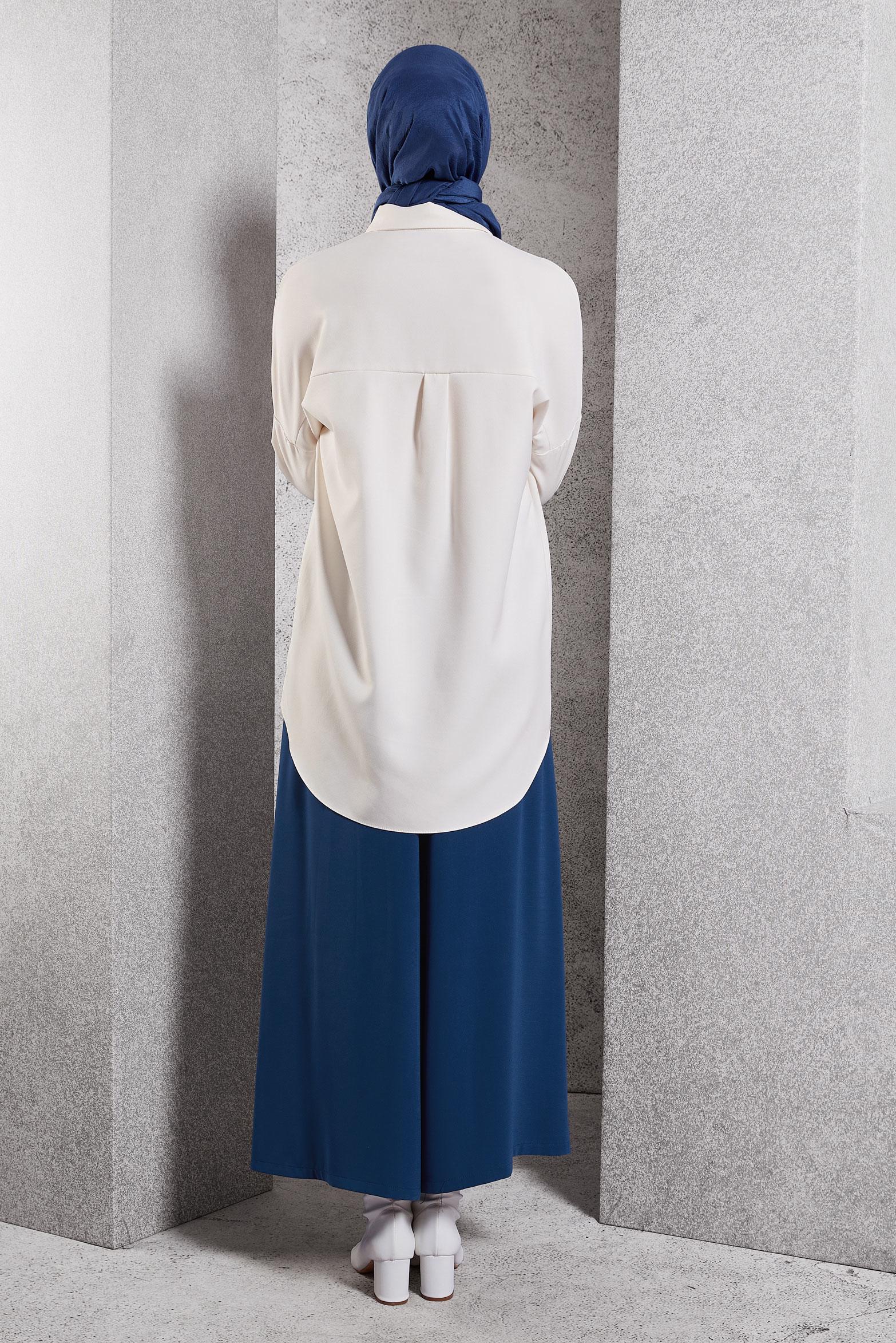 Tesettür giyim BEYAZ DÜZ GÖMLEK TUNİK 45166