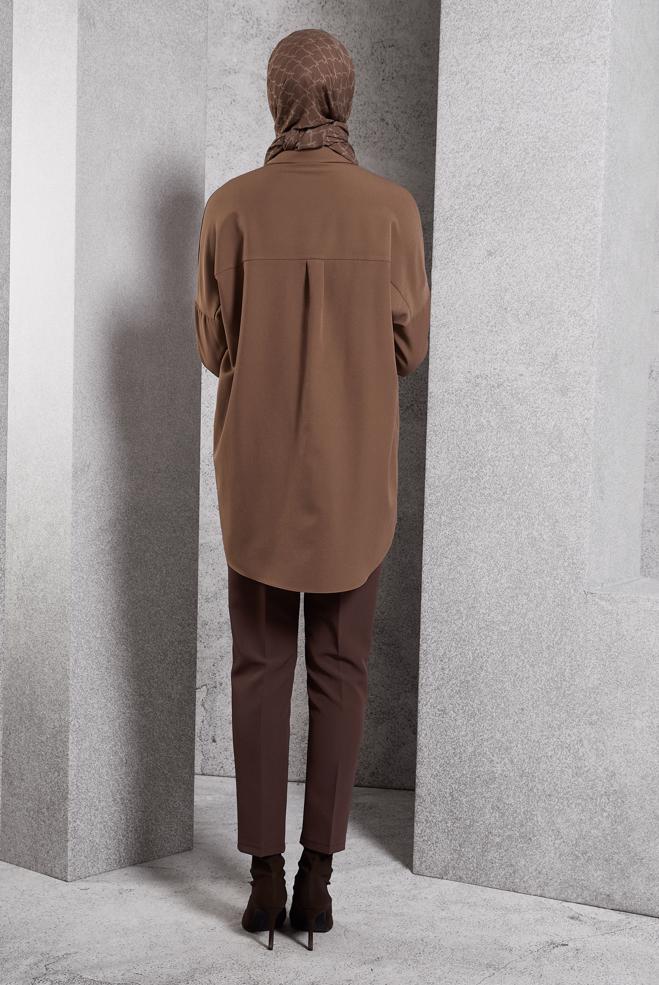 Vêtements hijab VISON TUNIQUE CHEMISE BASIQUE 45166 - ALVİNA