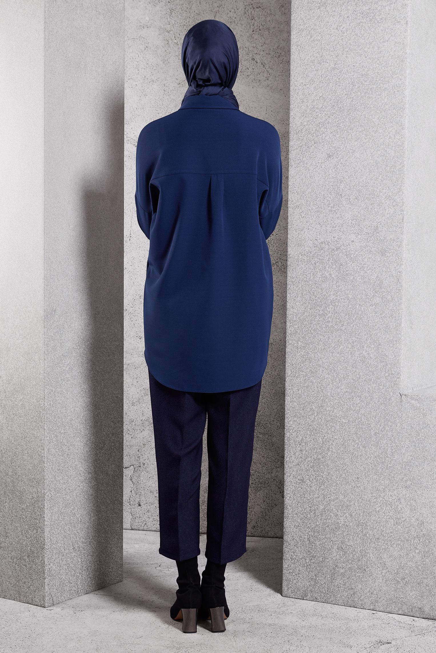 Tesettür giyim LACİVERT DÜZ GÖMLEK TUNİK 45166