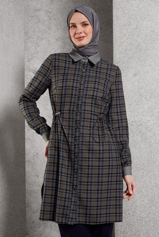 Tesettür giyim GRİ DESENLİ TUNİK 45177 - ALVİNA
