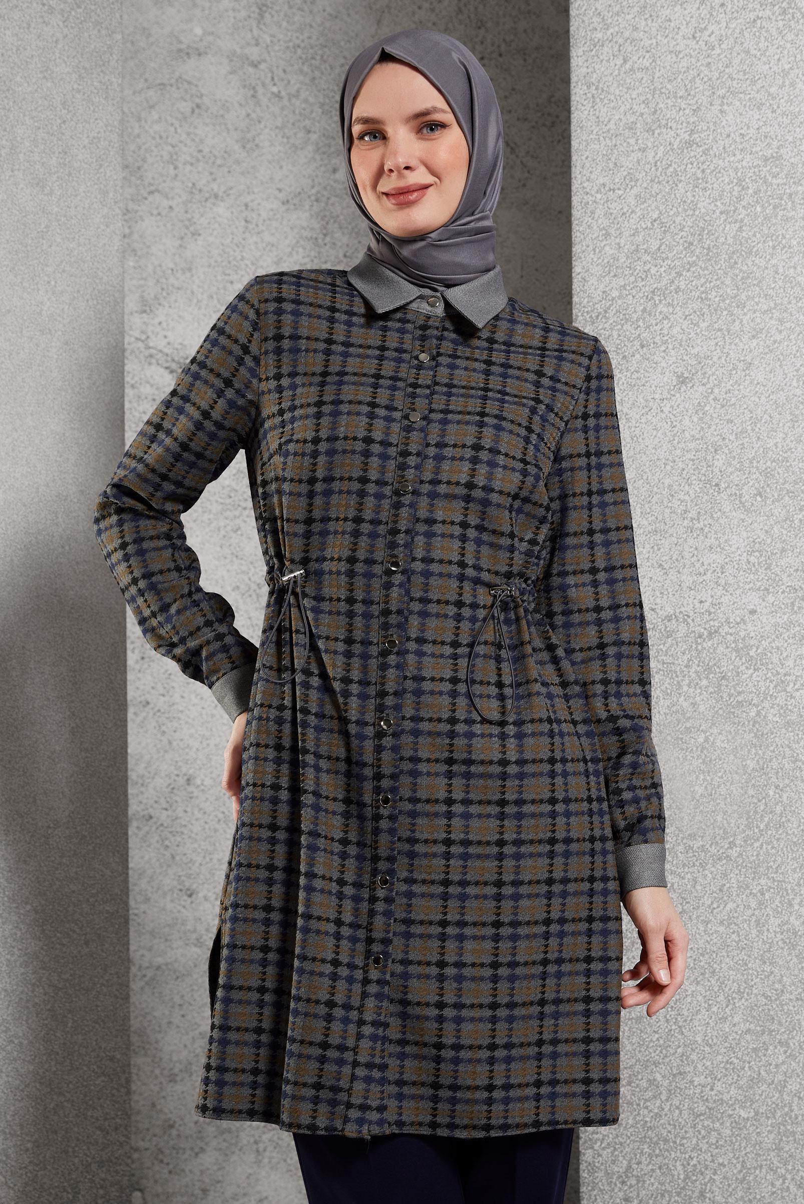 Tesettür giyim GRİ DESENLİ TUNİK 45177