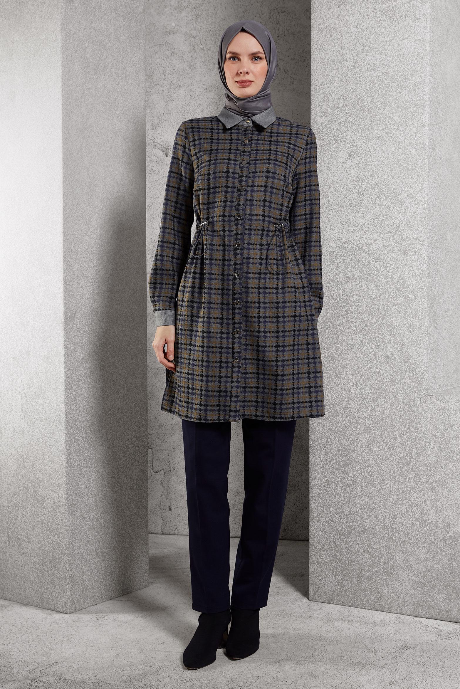 Tesettür giyim GRİ DESENLİ TUNİK 45177