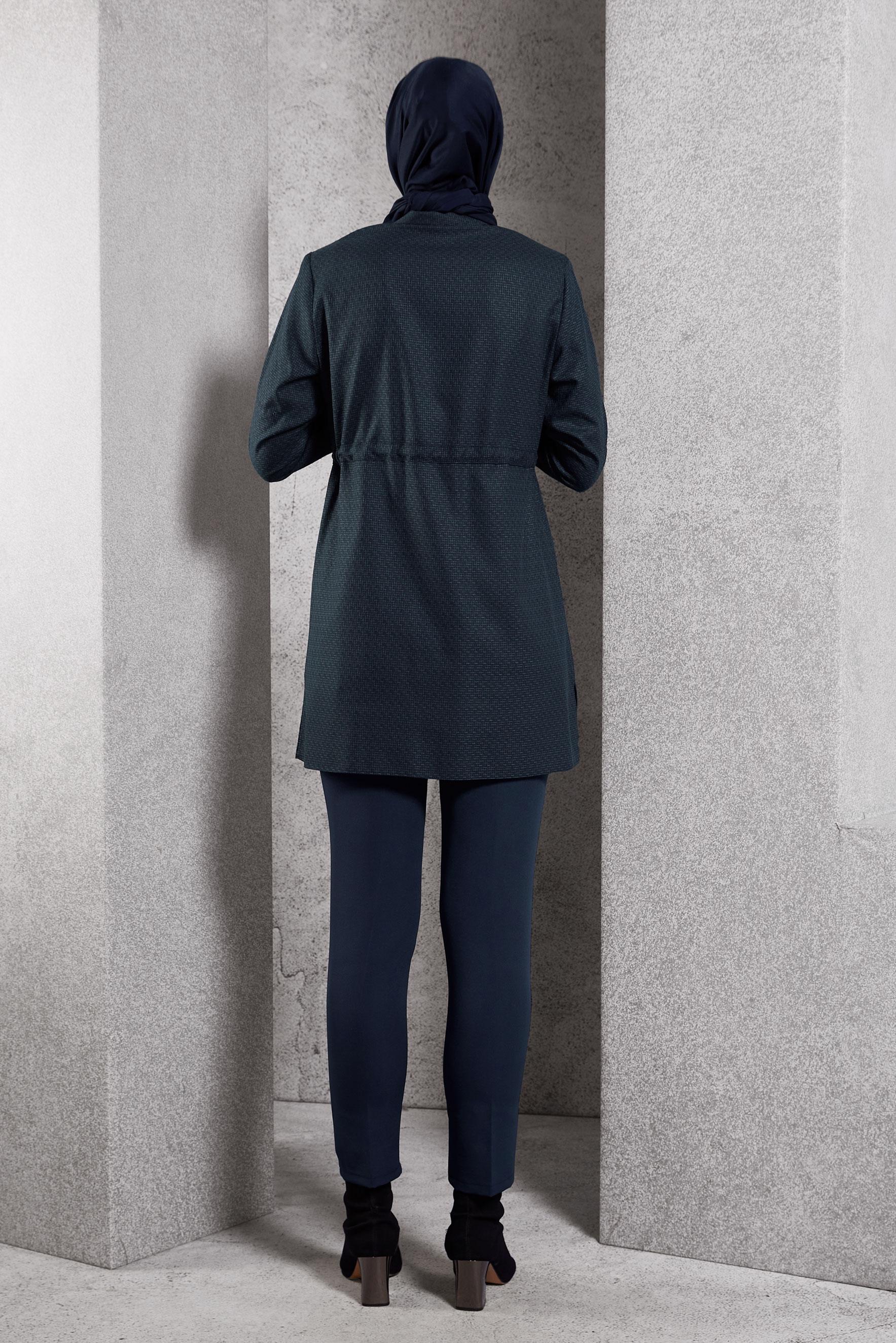 Tesettür giyim LACİVERT BELİ BÜZGÜLÜ TUNİK 45178