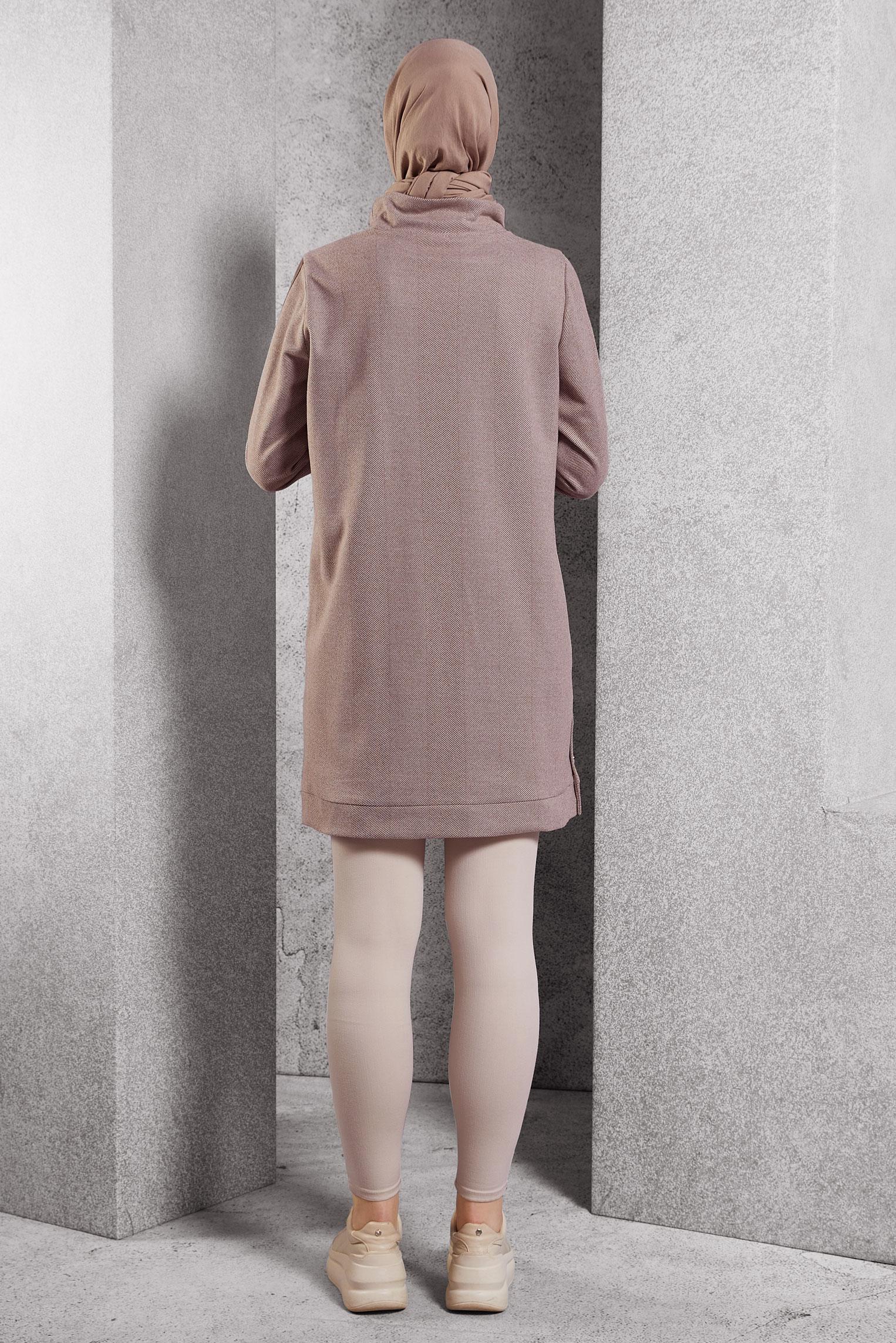 Tesettür giyim VİZON CEP DETAYLI TUNİK 45182