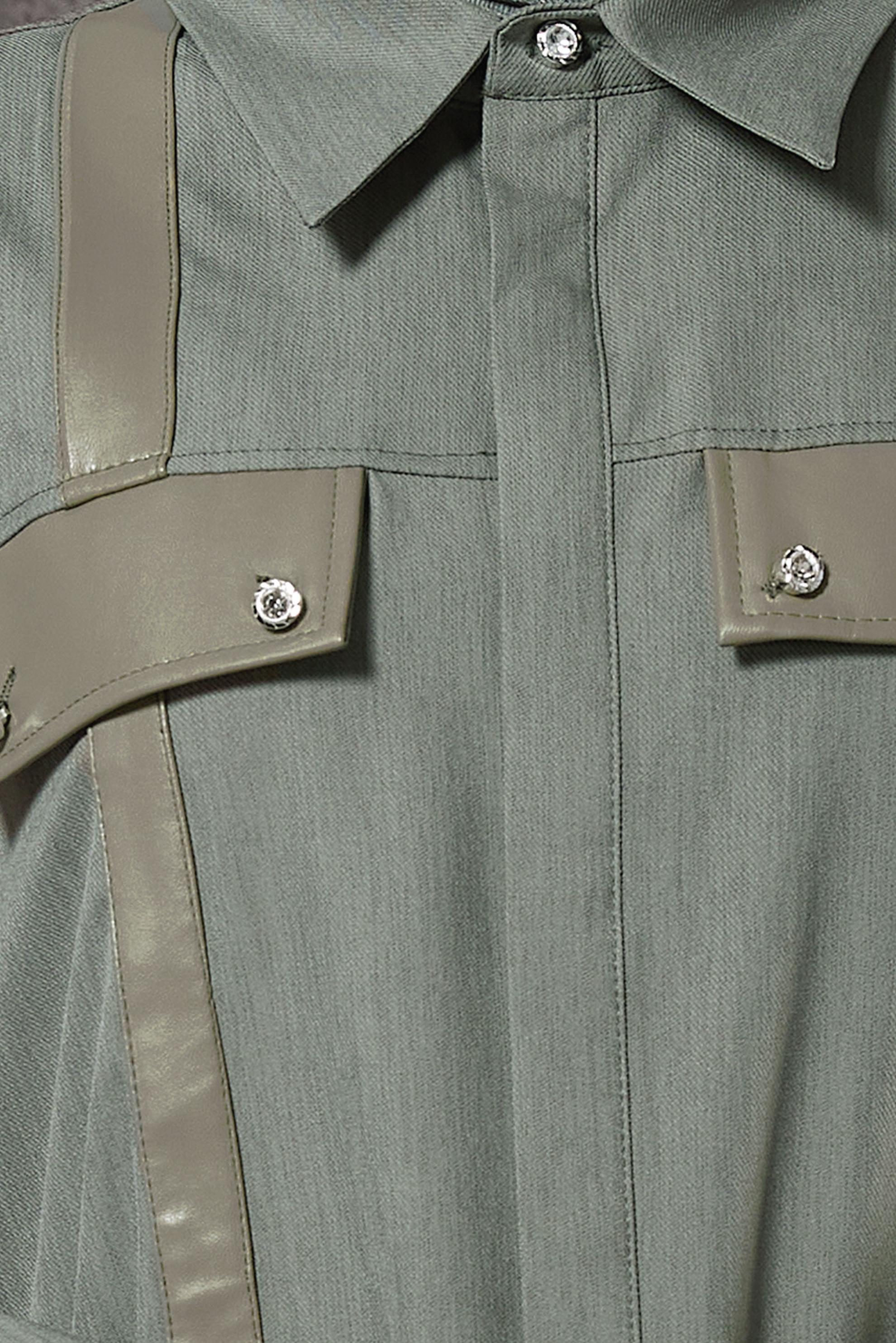 Tesettür giyim HAKİ GÖMLEK YAKA TUNİK 45194