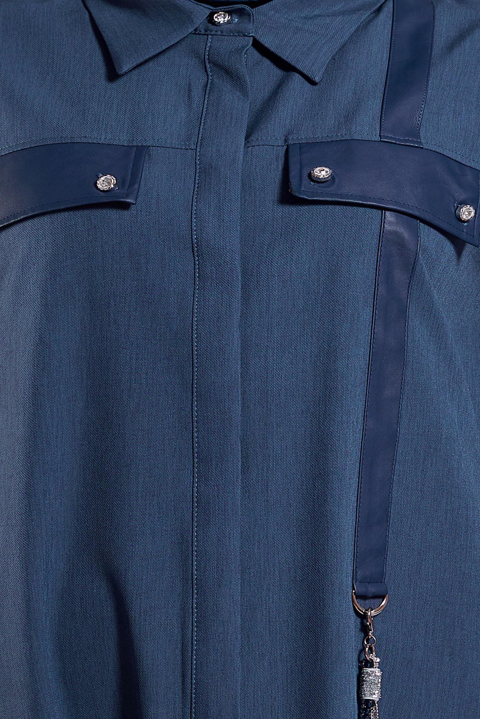 Tesettür giyim LACİVERT GÖMLEK YAKA TUNİK 45194