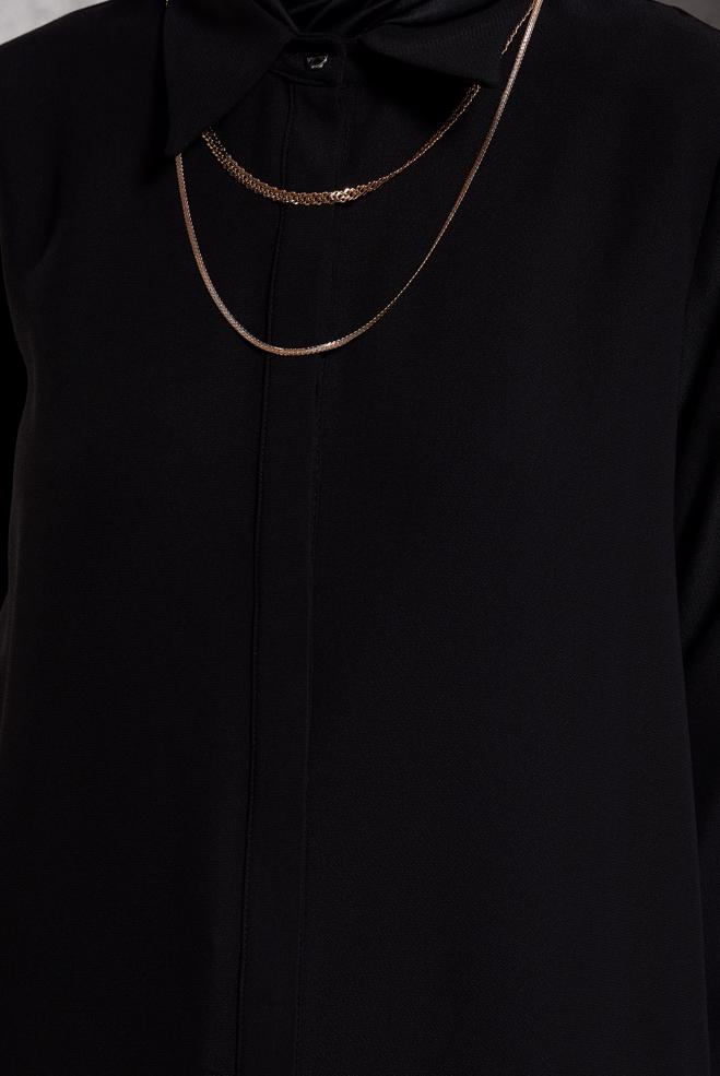 Tesettür giyim SİYAH GÖMLEK YAKA TUNİK 45197 - ALVİNA