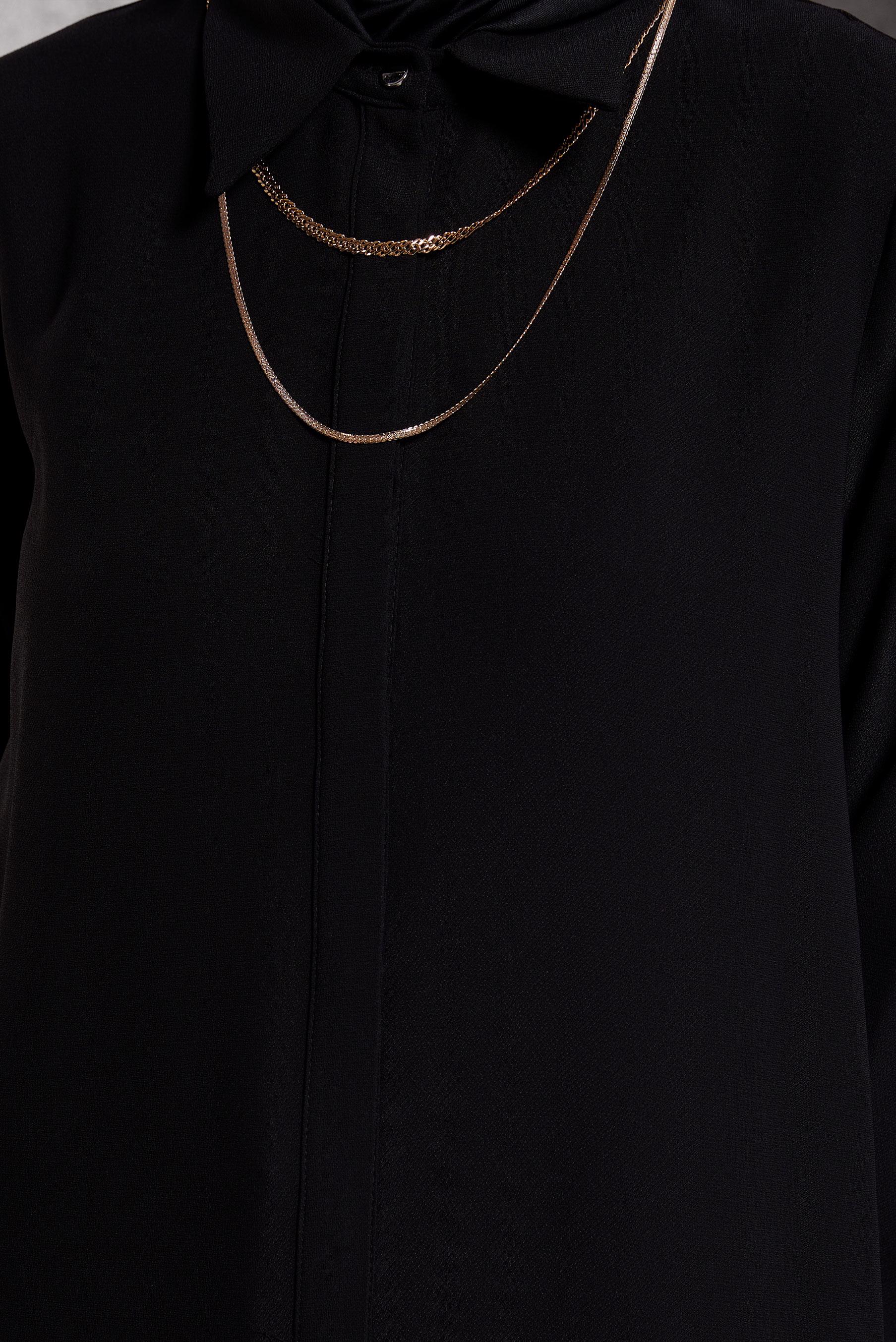 Tesettür giyim SİYAH GÖMLEK YAKA TUNİK 45197