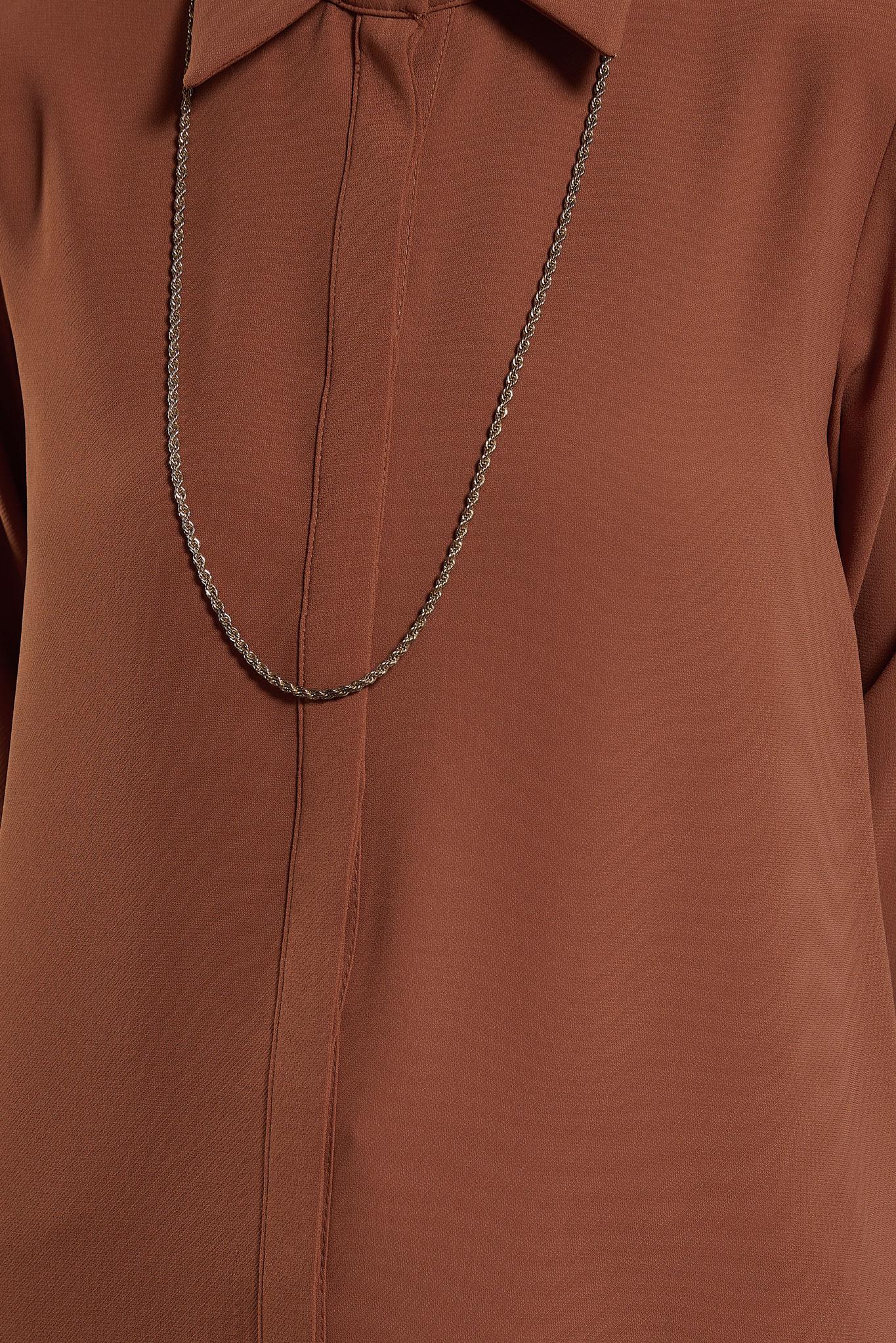 Tesettür giyim TURUNCU GÖMLEK YAKA TUNİK 45197