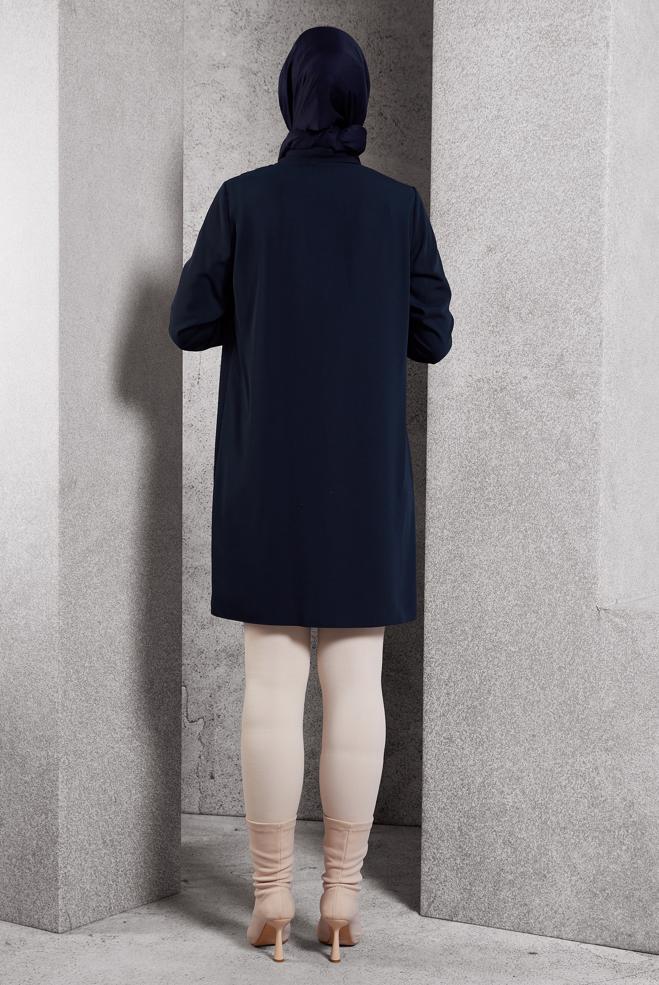 Tesettür giyim LACİVERT GÖMLEK YAKA TUNİK 45197 - ALVİNA