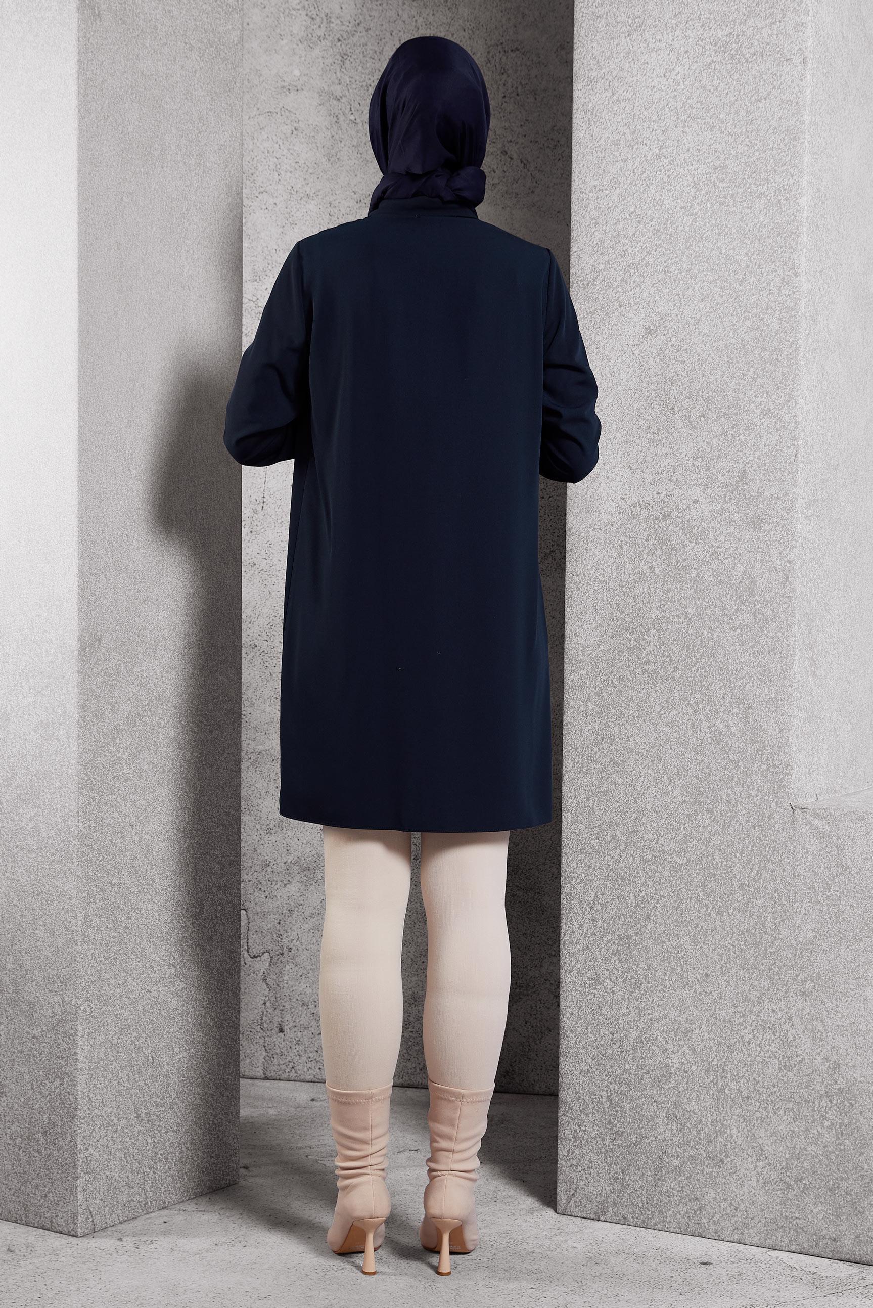 Tesettür giyim LACİVERT GÖMLEK YAKA TUNİK 45197