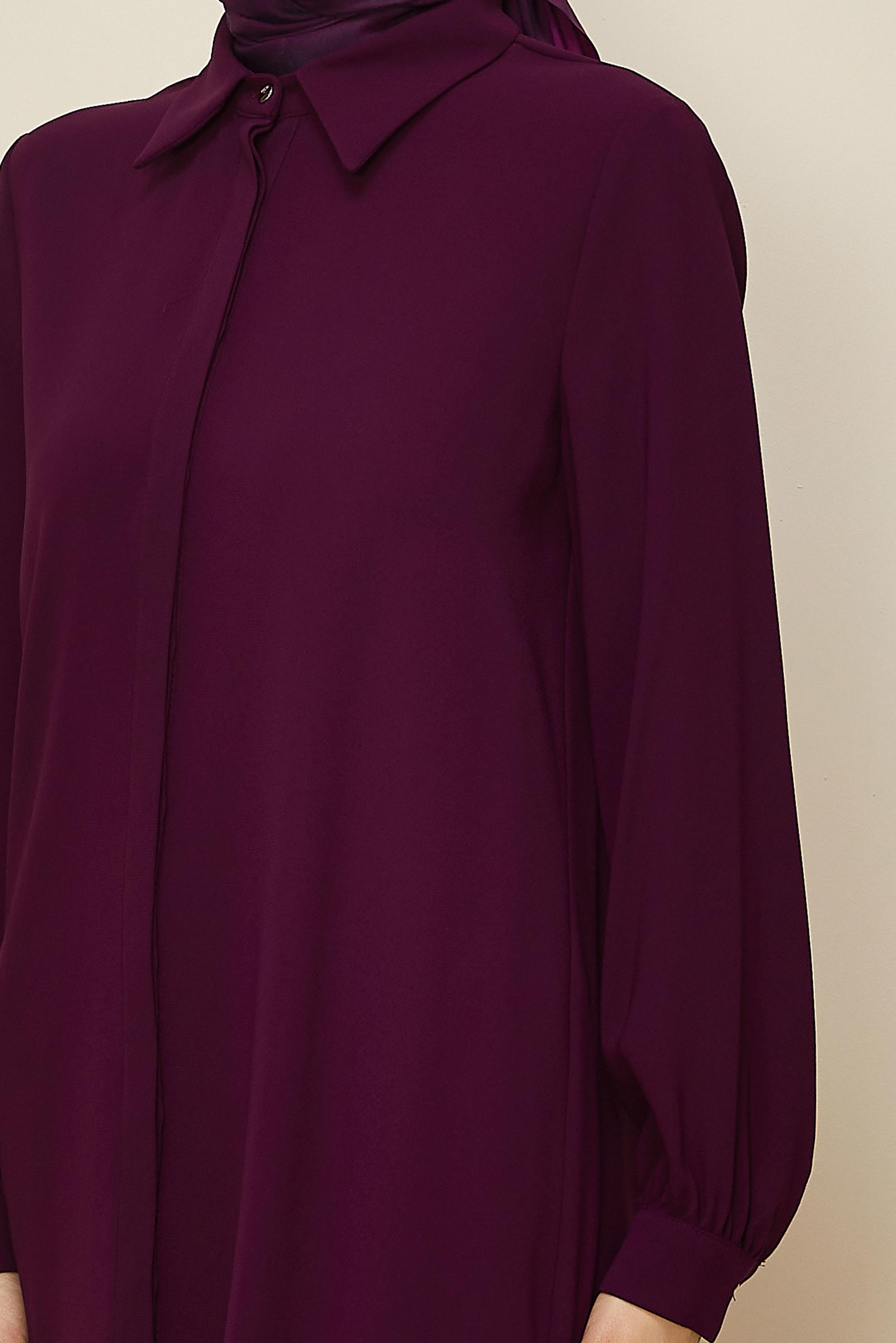 Vêtements hijab ROUGE BORDEAUX TUNIQUE COL CHEMISE 45197