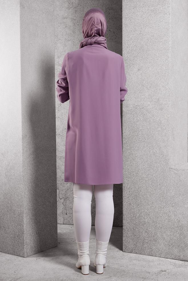 Tesettür giyim MÜRDÜM GÖMLEK YAKA TUNİK 45197 - ALVİNA