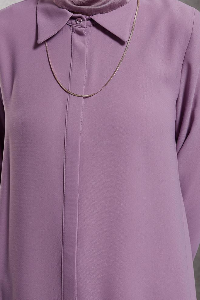 Tesettür giyim MÜRDÜM GÖMLEK YAKA TUNİK 45197 - ALVİNA