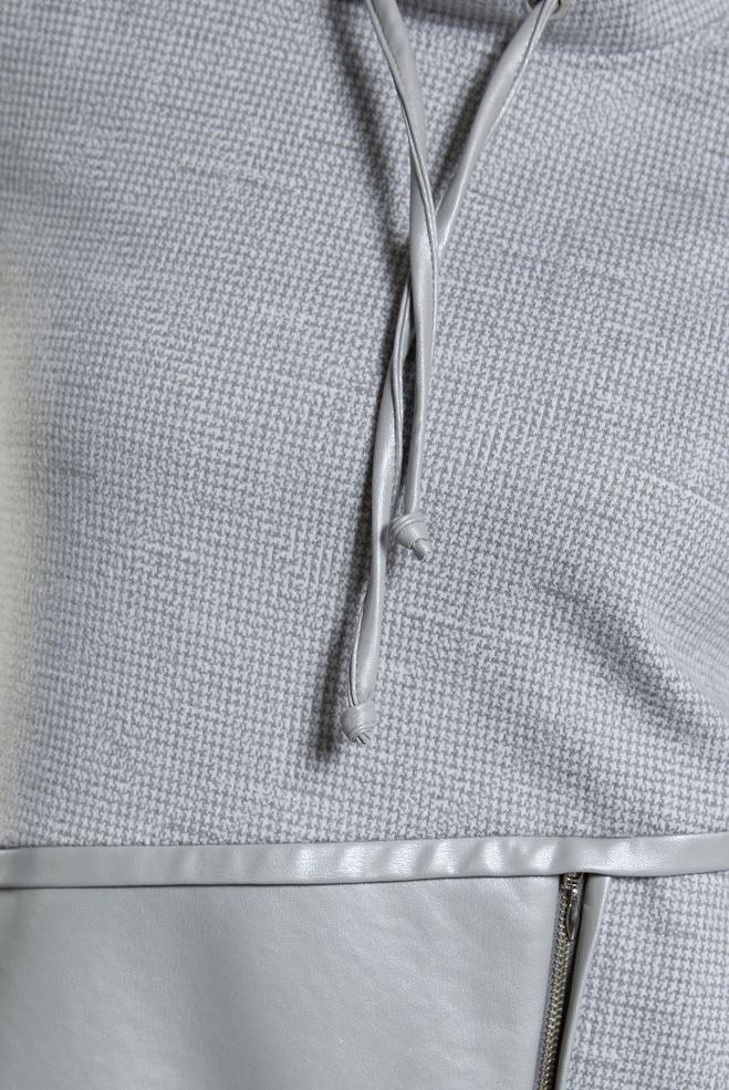Vêtements hijab GRIS TUNIQUE À COL NOUÉ 45206 - ALVİNA