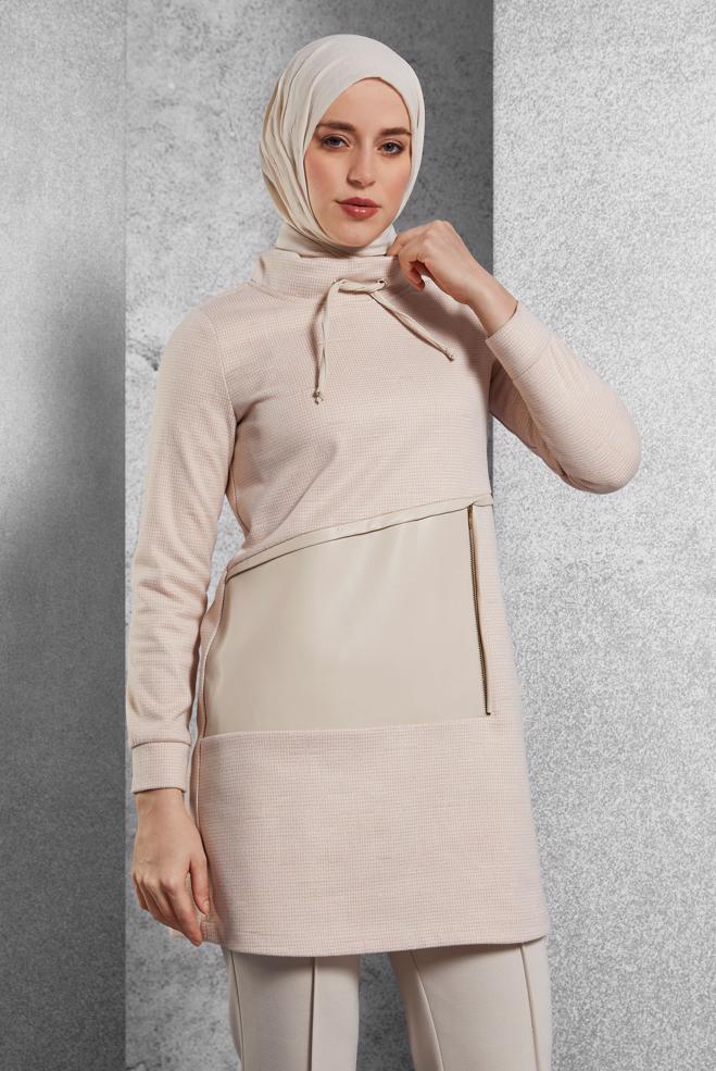Hijab clothing  TIED COLLAR TUNIC 45206 - ALVİNA