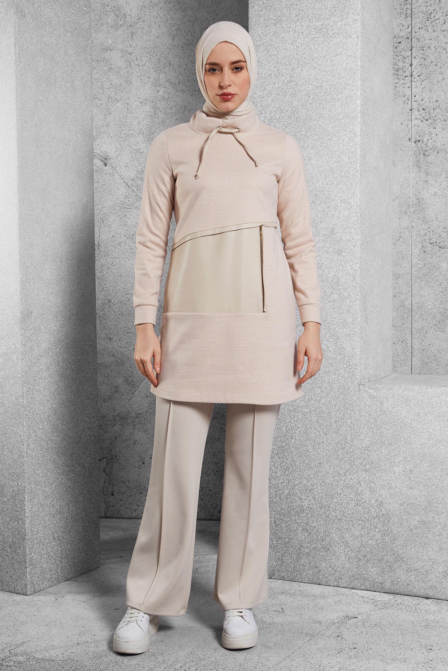 Hijab clothing SAND TIED COLLAR TUNIC 45206