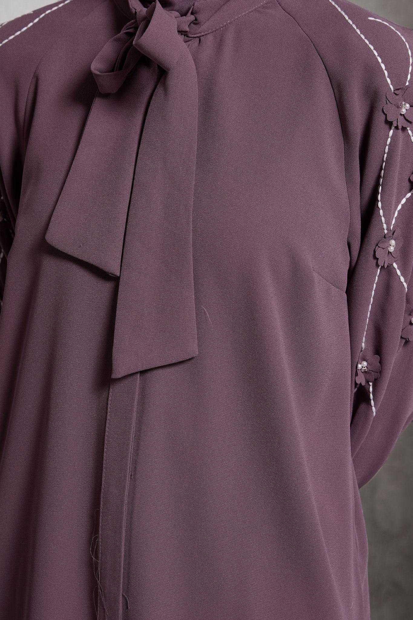 Vêtements hijab POURPRE TUNIQUE À DÉTAILS FLEURS 45212