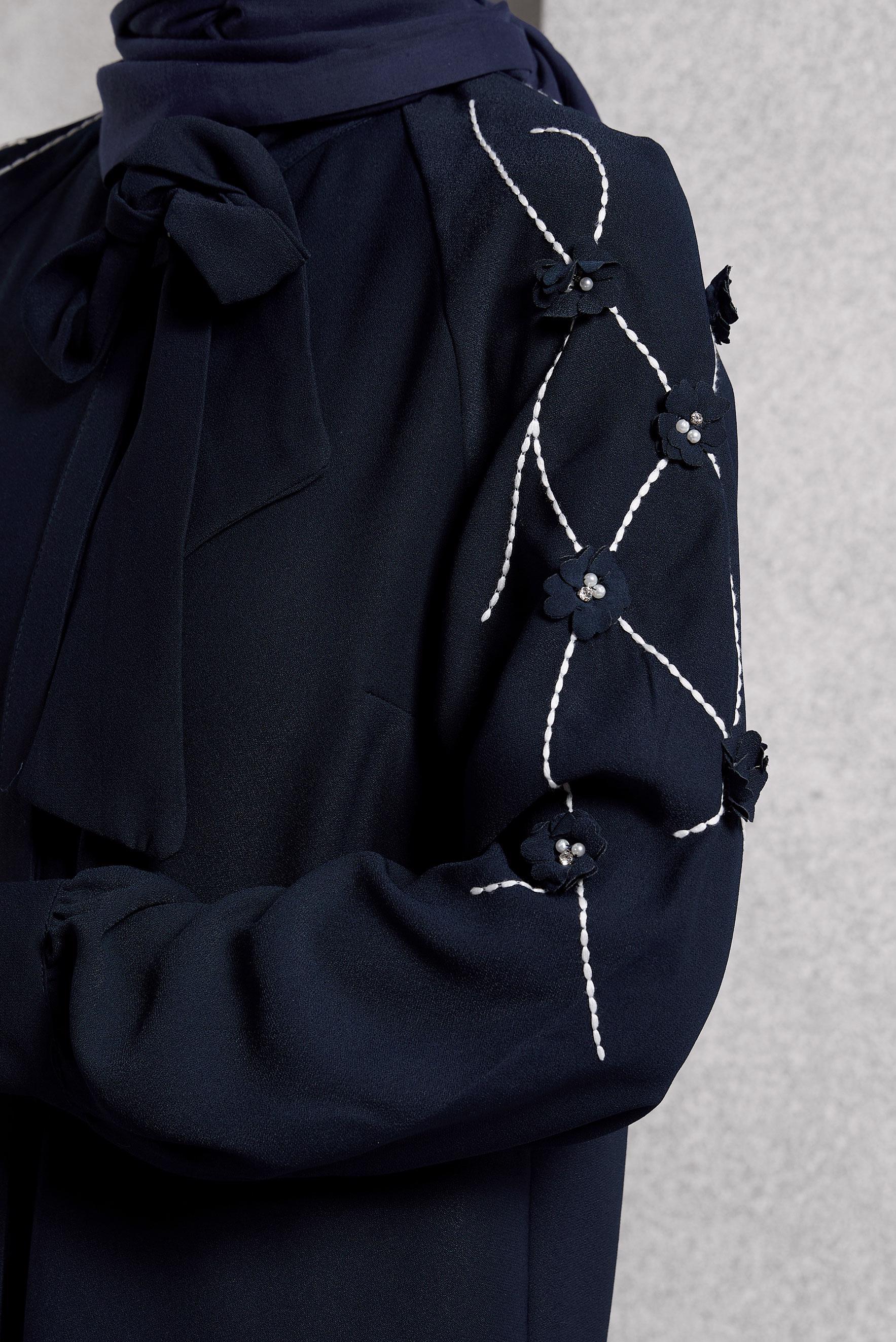 Tesettür giyim LACİVERT ÇİÇEK DETAYLI TUNİK 45212