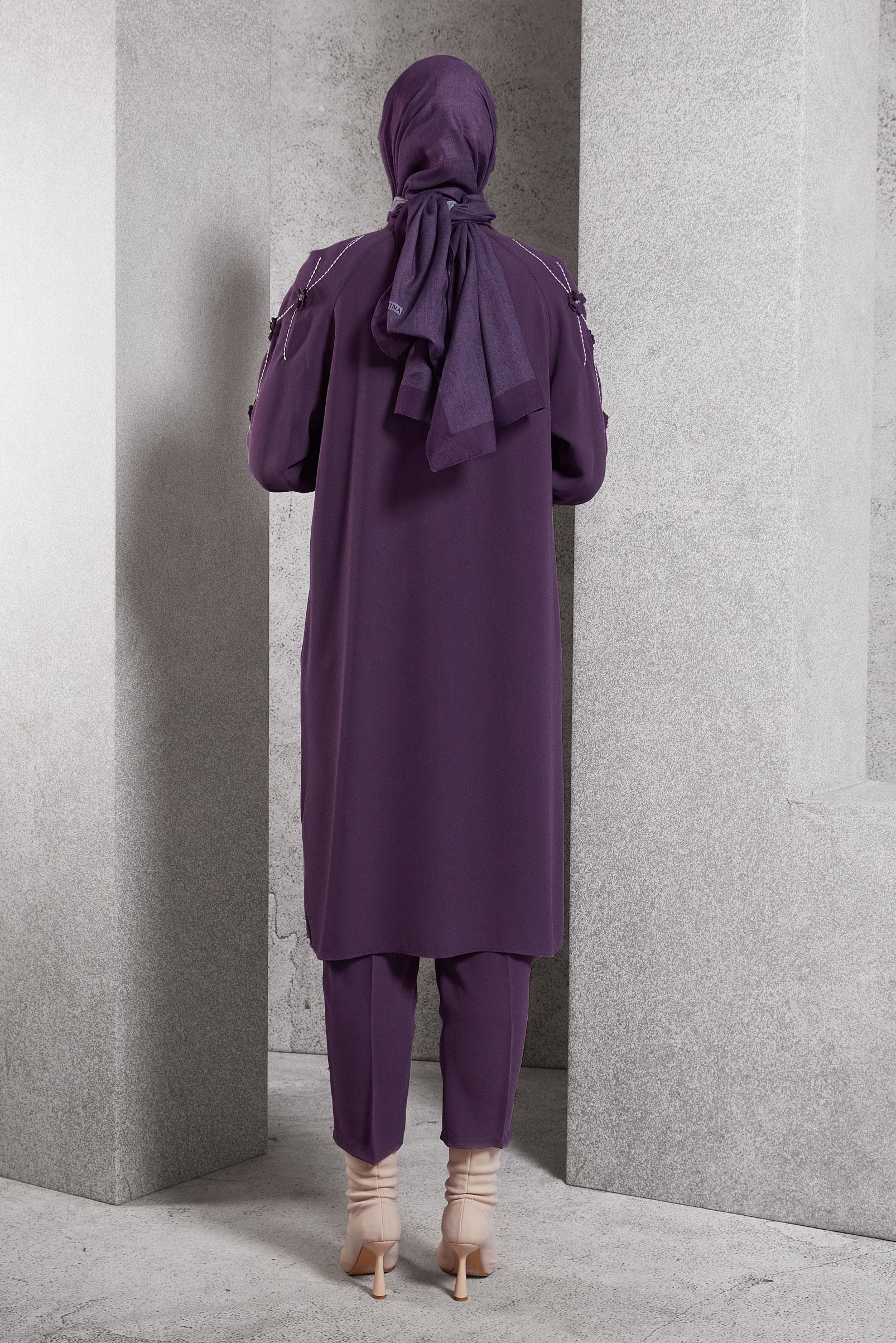 Hijab clothing PURPLE FLOWER DETAILED TUNIC 45212