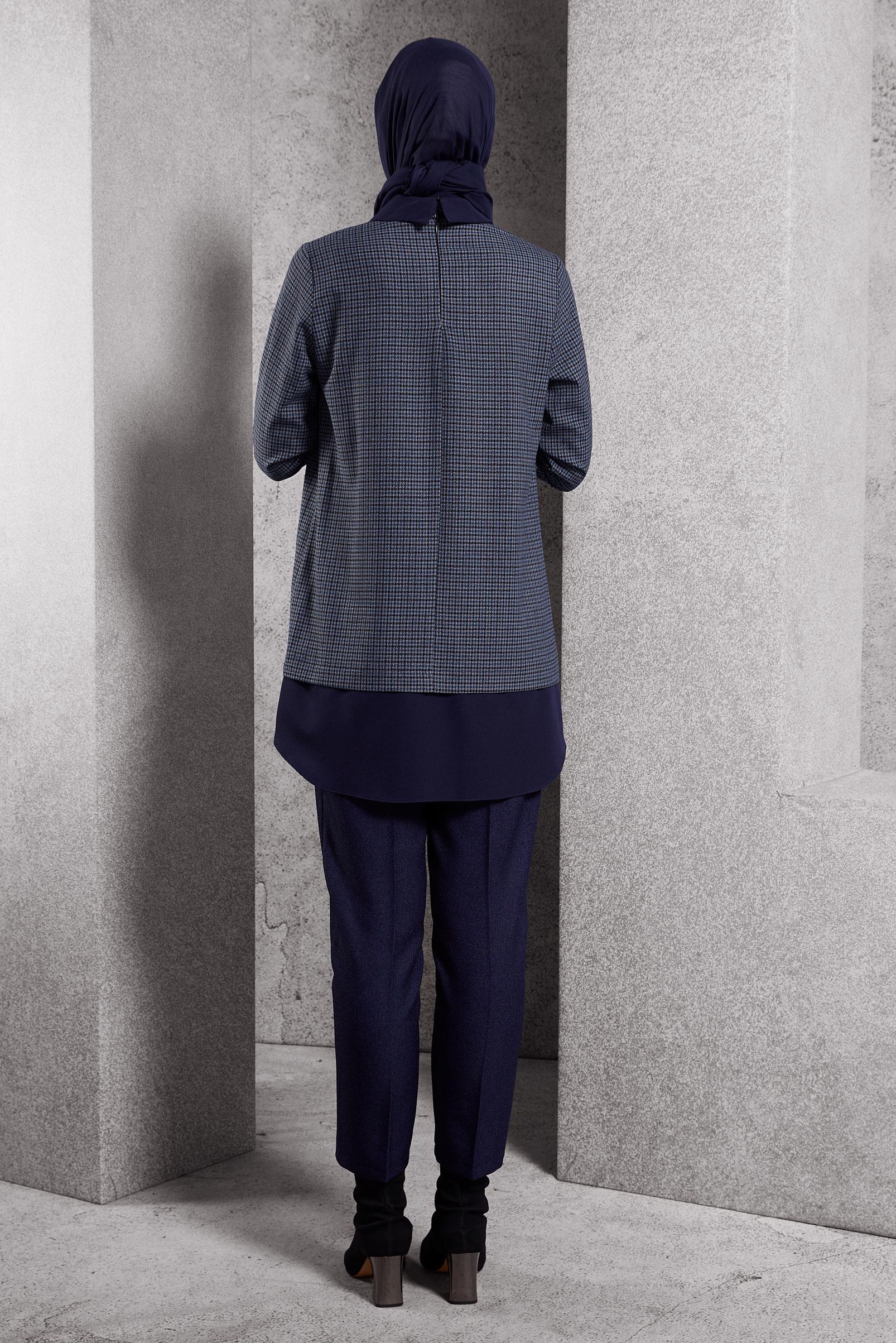 Tesettür giyim LACİVERT GÖMLEK YAKA TUNİK 45222