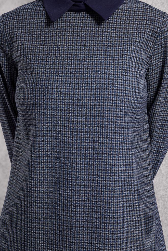 Tesettür giyim LACİVERT GÖMLEK YAKA TUNİK 45222 - ALVİNA