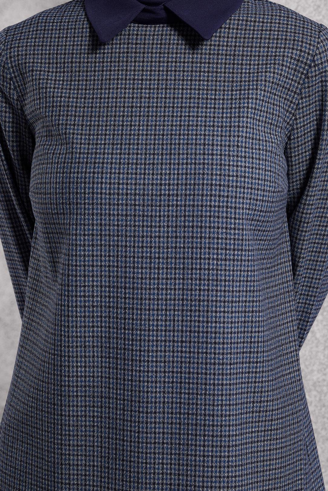 Tesettür giyim LACİVERT GÖMLEK YAKA TUNİK 45222