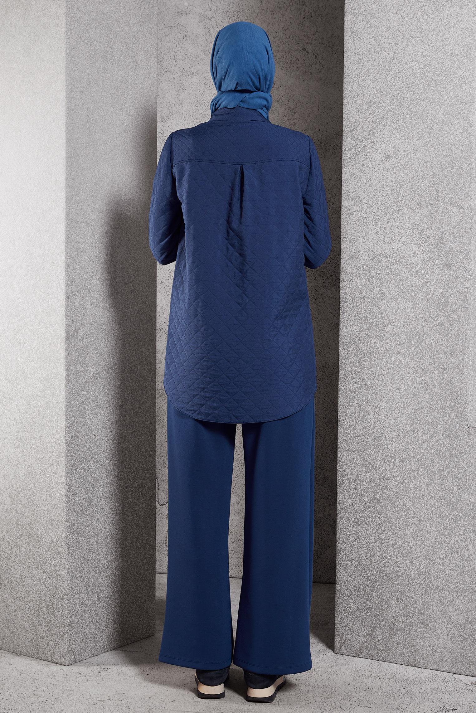 Tesettür giyim LACİVERT KAPİTONE DESENLİ TUNİK 45225